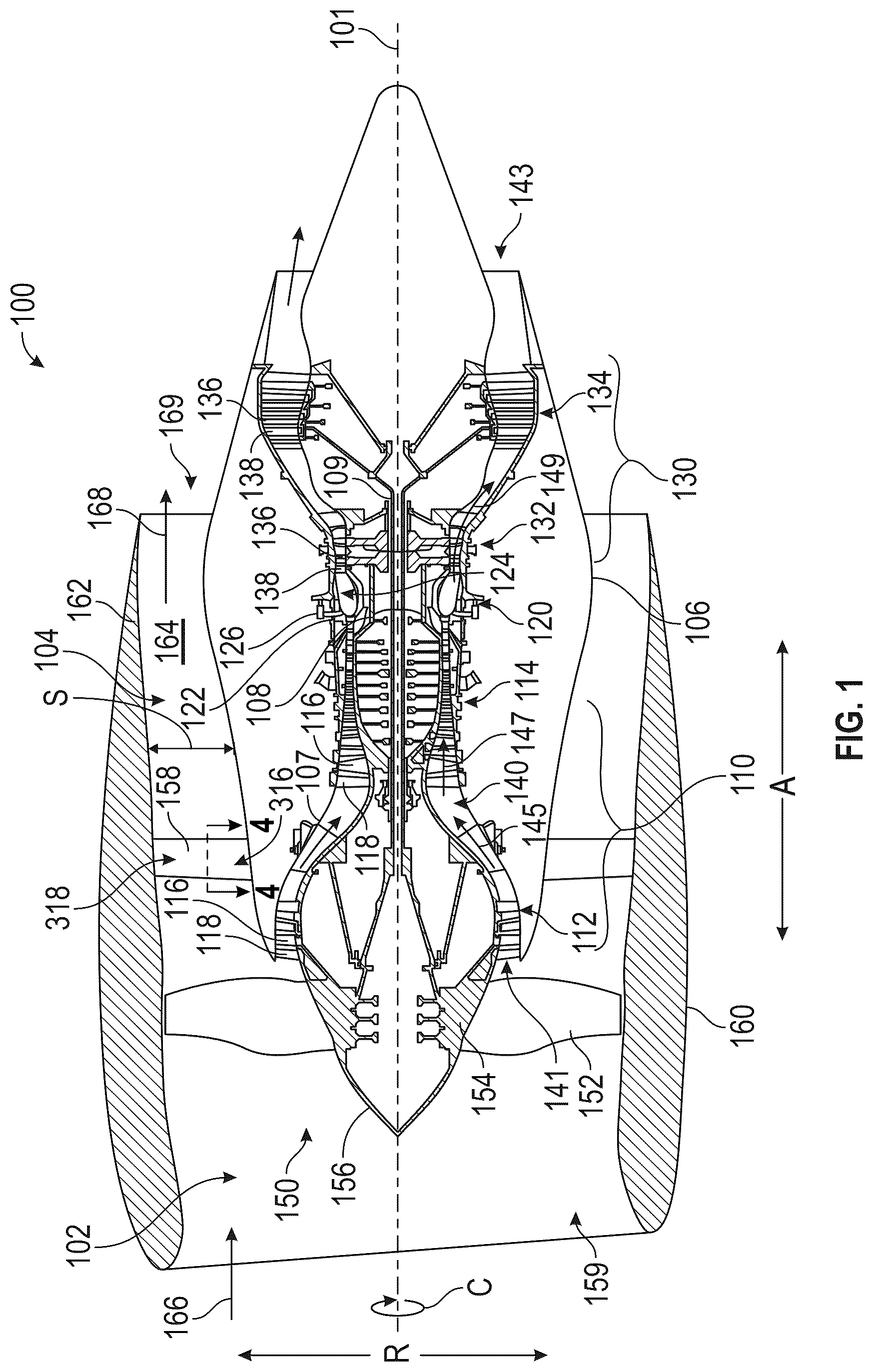 Patent US12618177 — Method of manufacturing a woven fabric for a composite component for a turbine engine — Figure 1