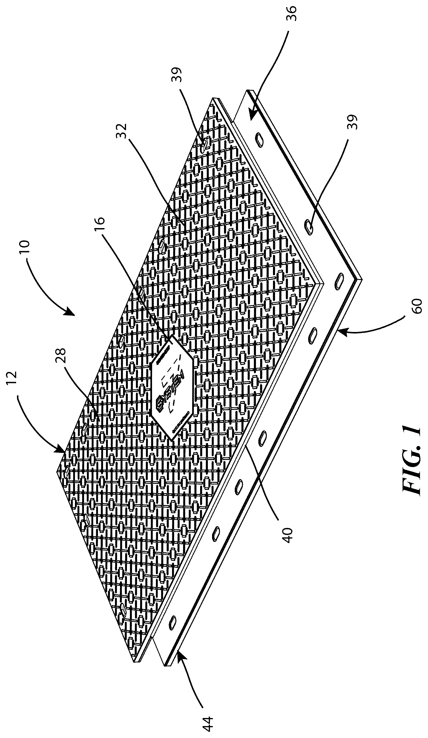 Patent US12618201 Figure 1 – Modular mat system