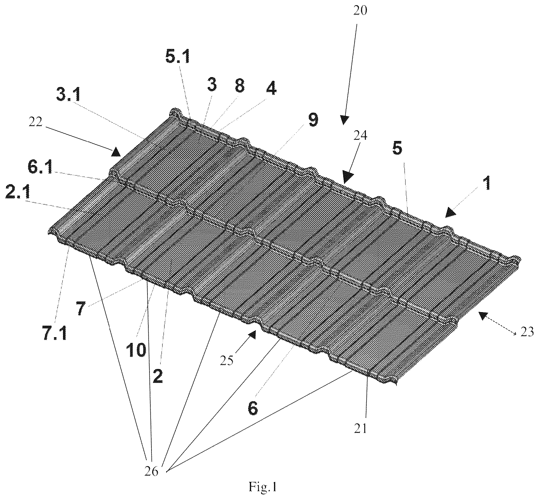 Patent US12618239 — Roof covering element, modular roofing sheet — Figure 1