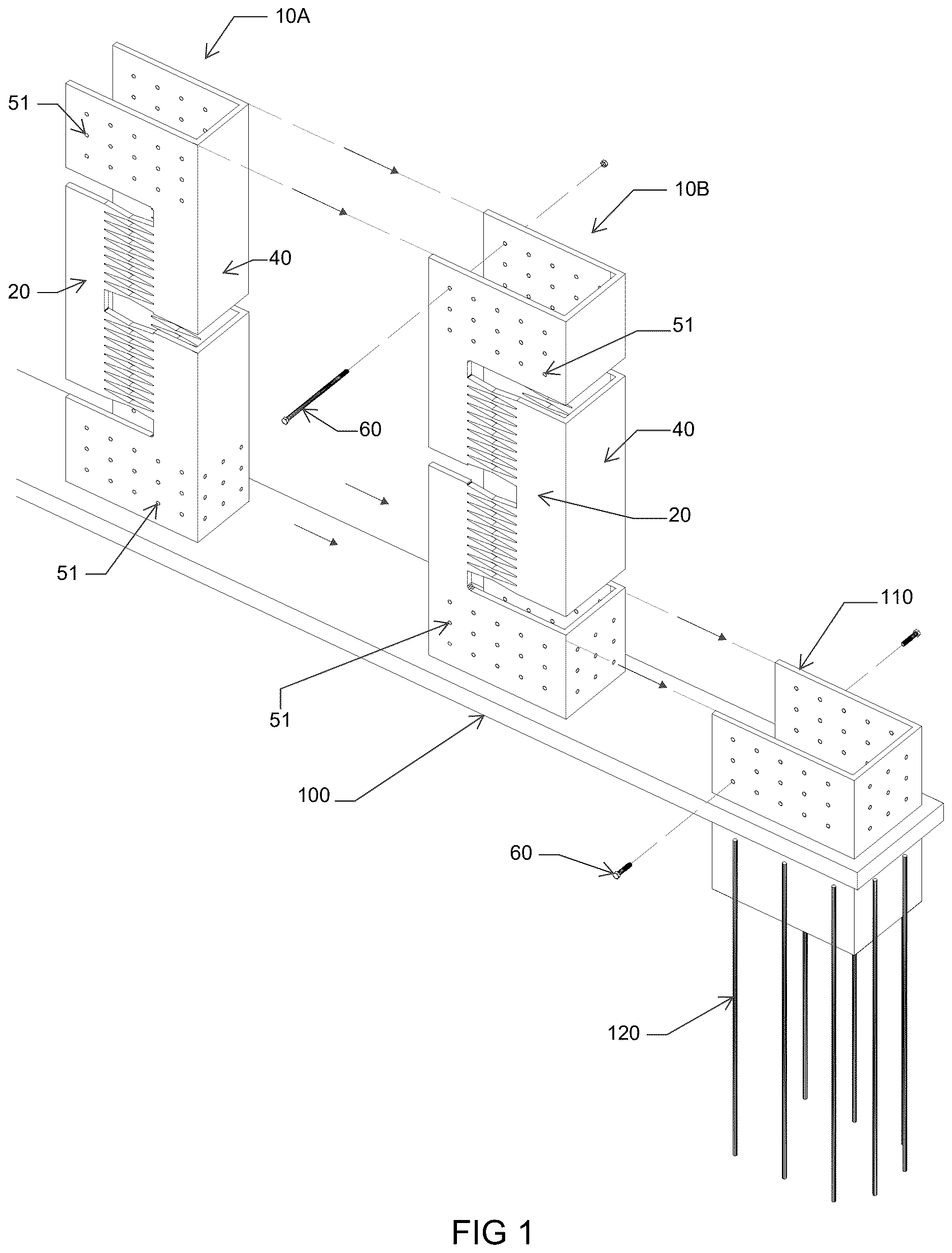 Patent US12618255 Figure 1 – Seismic wall fuse