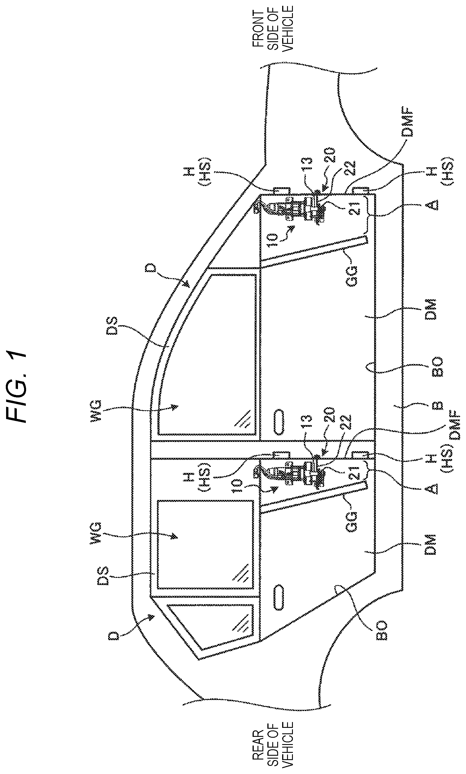Patent US12618279 — Door opening and closing device — Figure 1