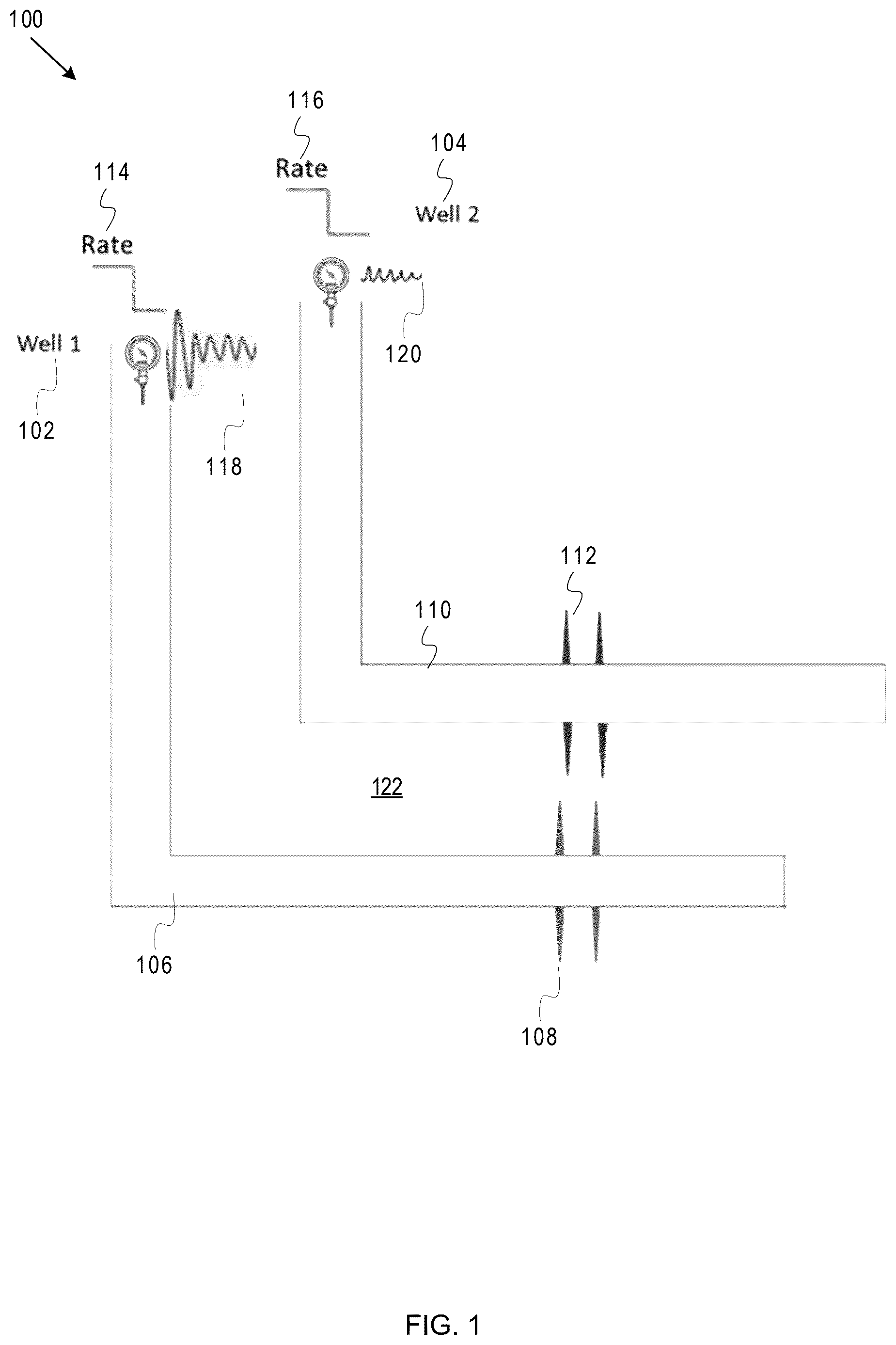Patent US12618313 — Subsurface condition detection using tube waves in a multi-well system — Figure 1