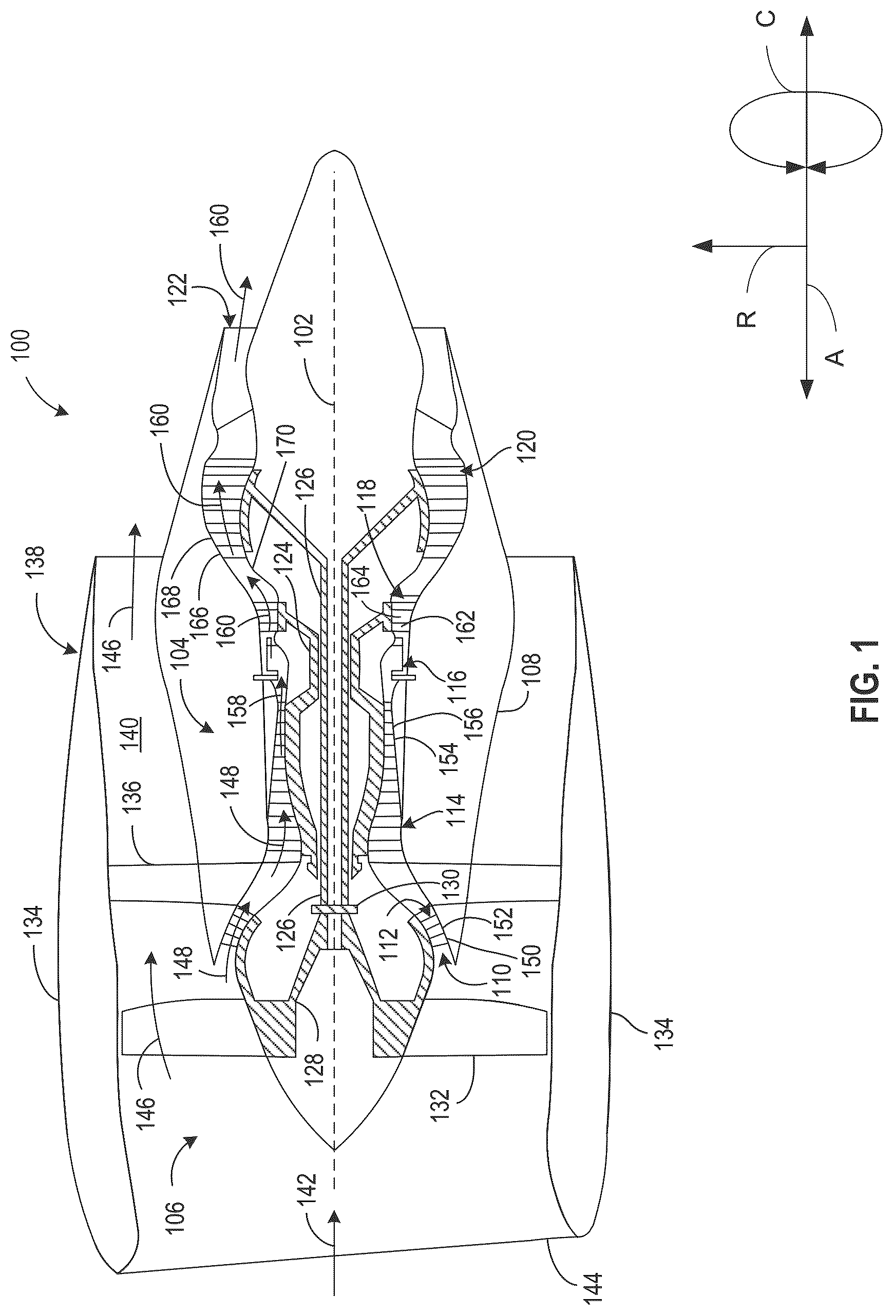 Patent US12618333 — Variable flowpath casings for blade tip clearance control — Figure 1