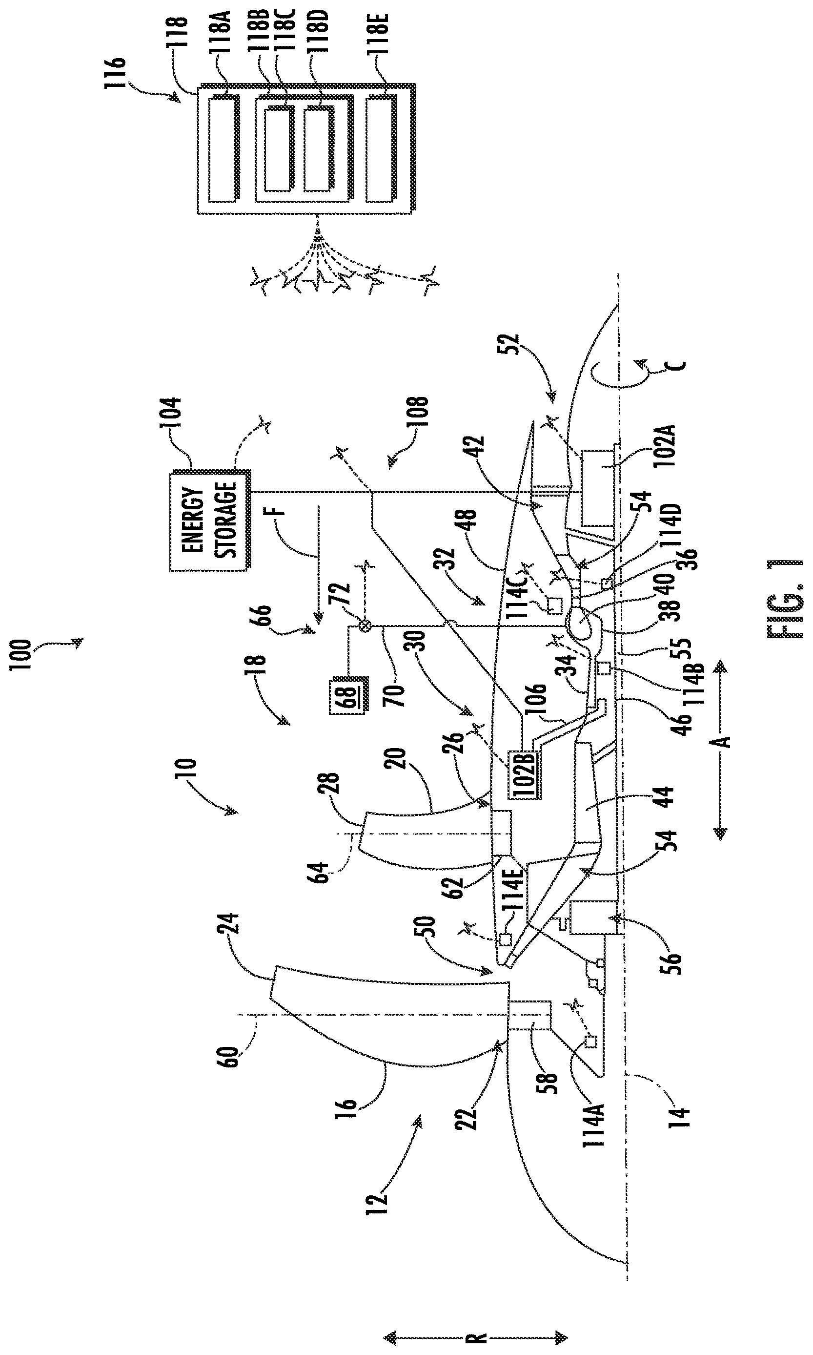 Patent US12618335 — In-flight hybrid electric engine shutdown — Figure 1