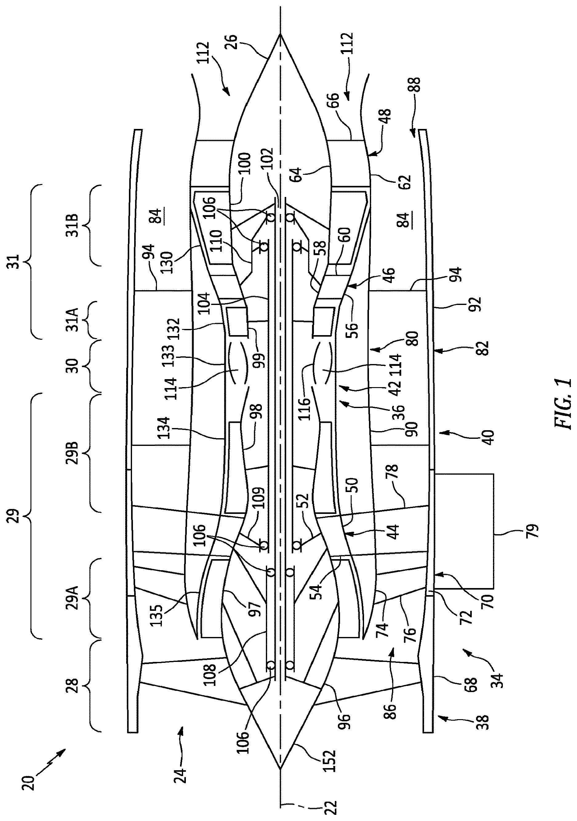 Patent US12618341 — Gas turbine engine disassembly/assembly methods — Figure 1