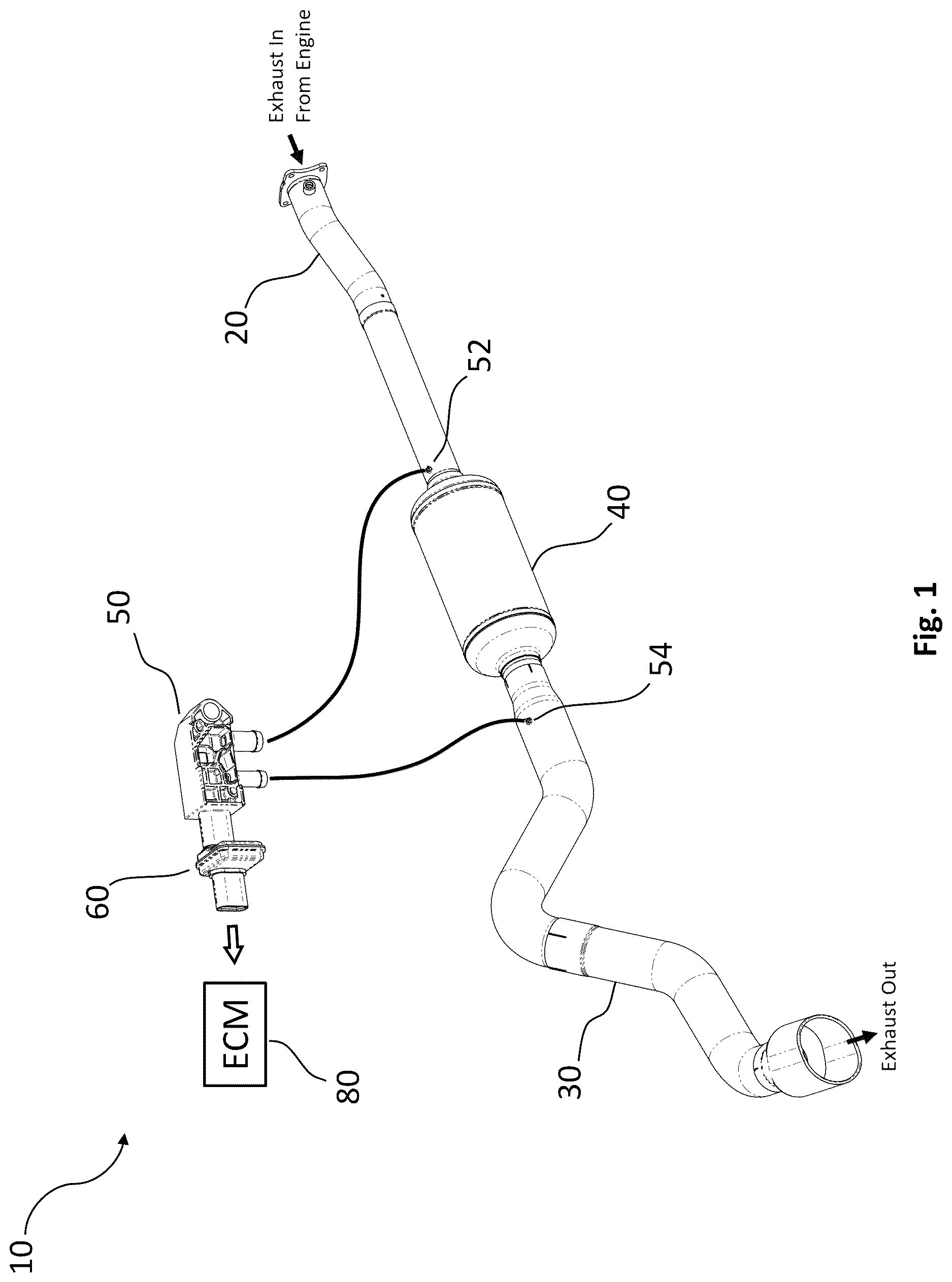 Patent US12618353 — Low resistance exhaust system with correction module for regeneration control — Figure 1