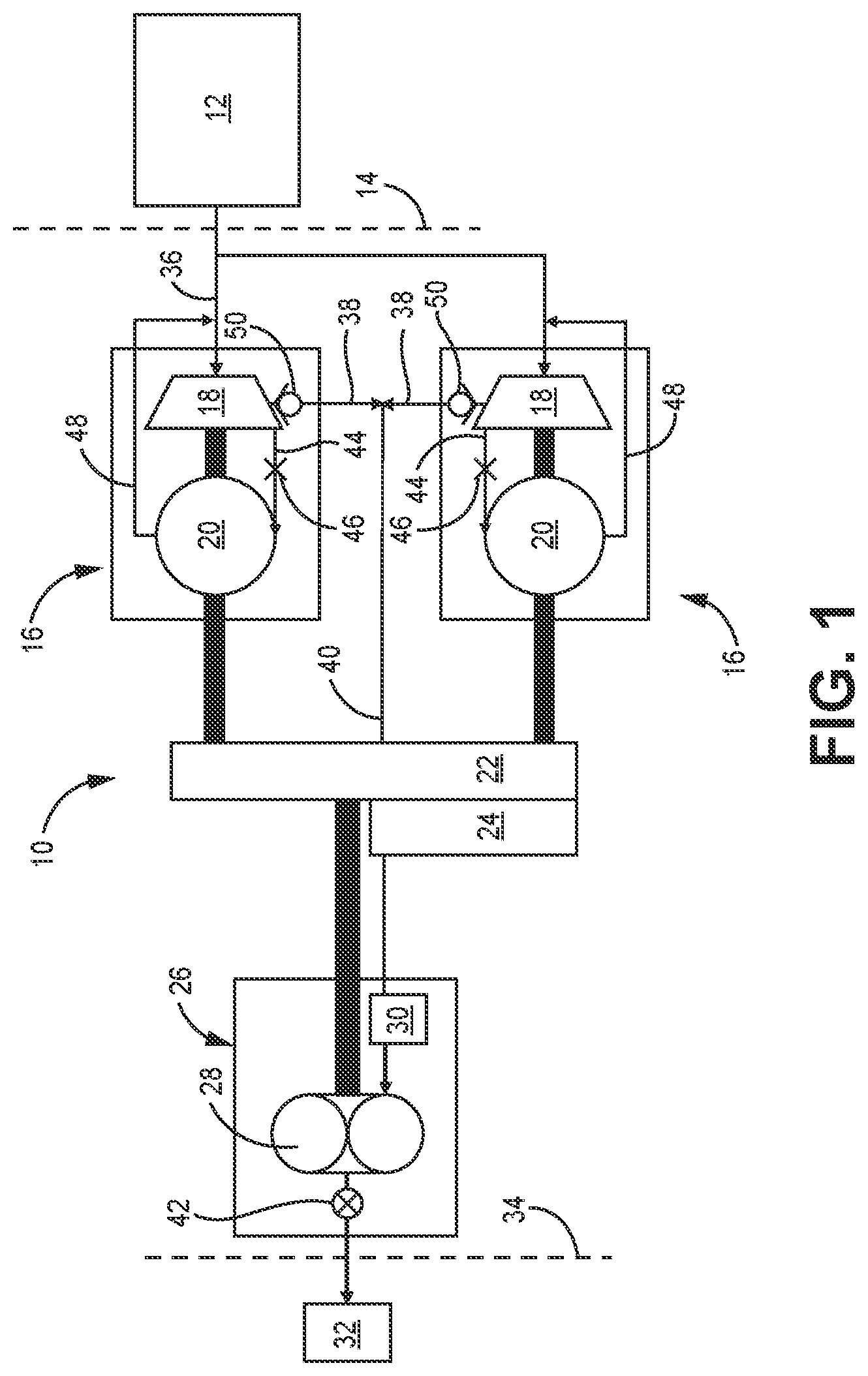 Patent US12618410 — Fuel system with electric generator integrated boost stage — Figure 1