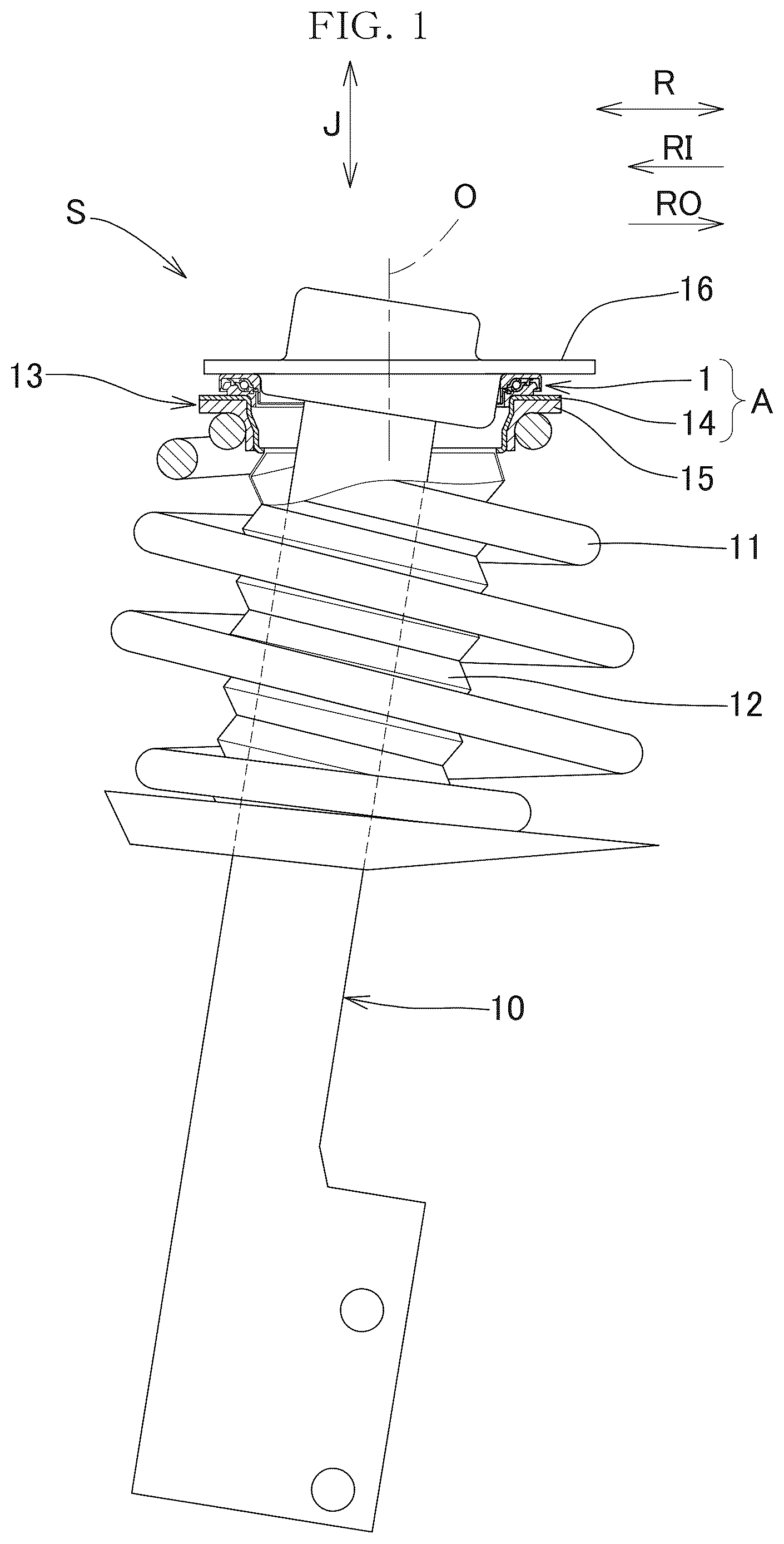 Patent US12618434 — Strut bearing device and vehicle strut suspension — Figure 1