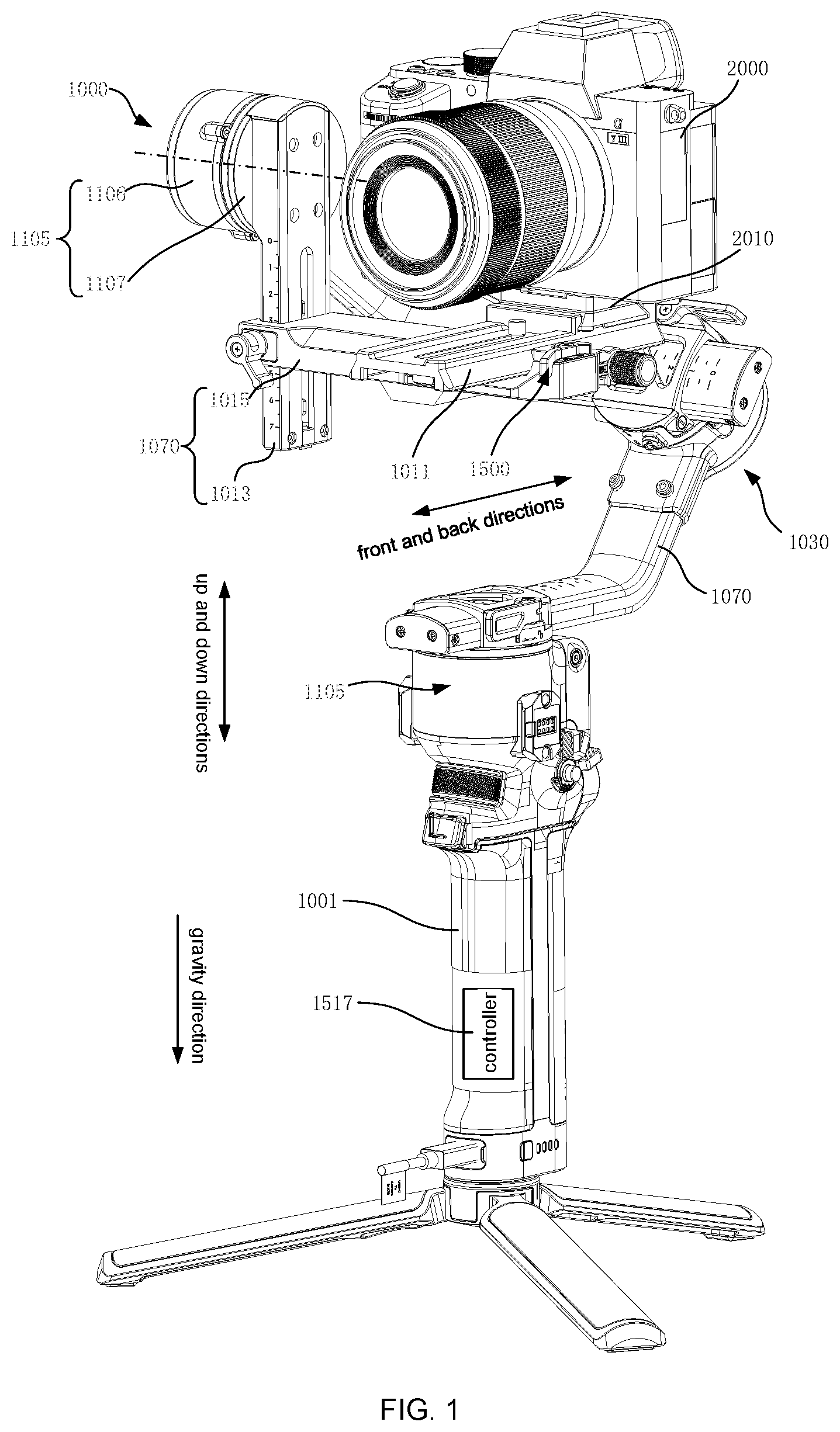 Patent US12618508 — Gimbal, leveling method and control method thereof, leveling motor and gimbal assembly — Figure 1