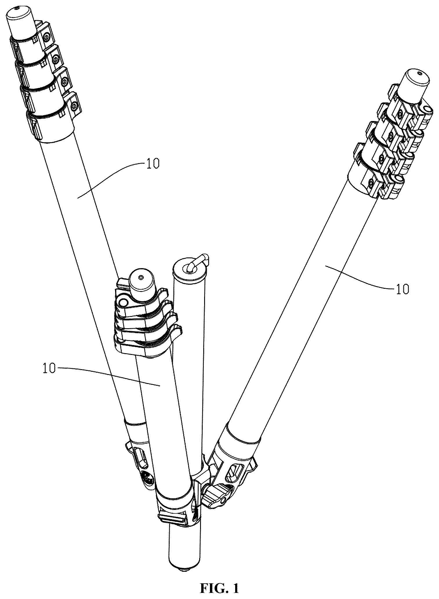 Patent US12618509 — Telescopic support foot and support frame — Figure 1