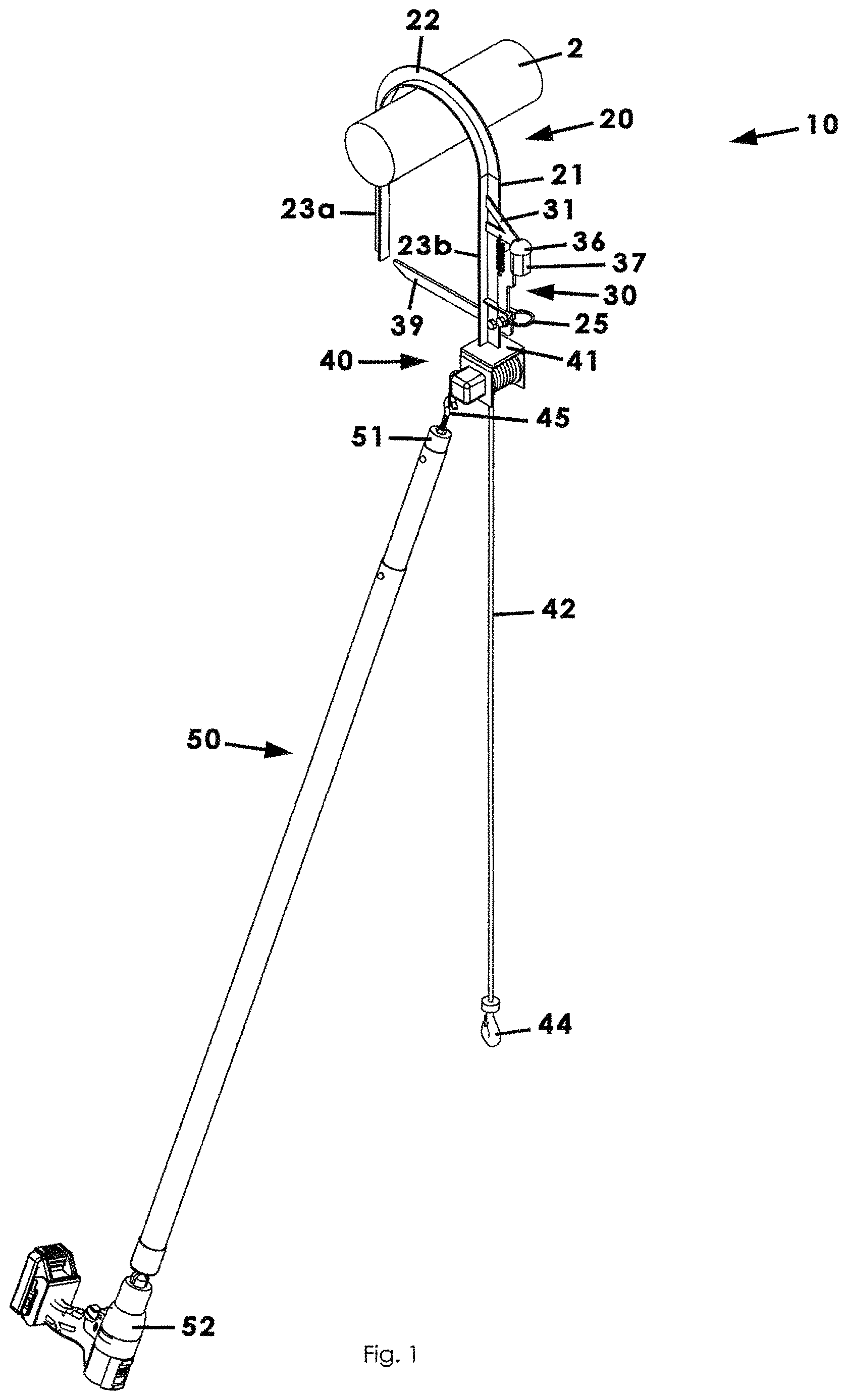 Patent US12618510 — Game feeder hook and hoist apparatus — Figure 1