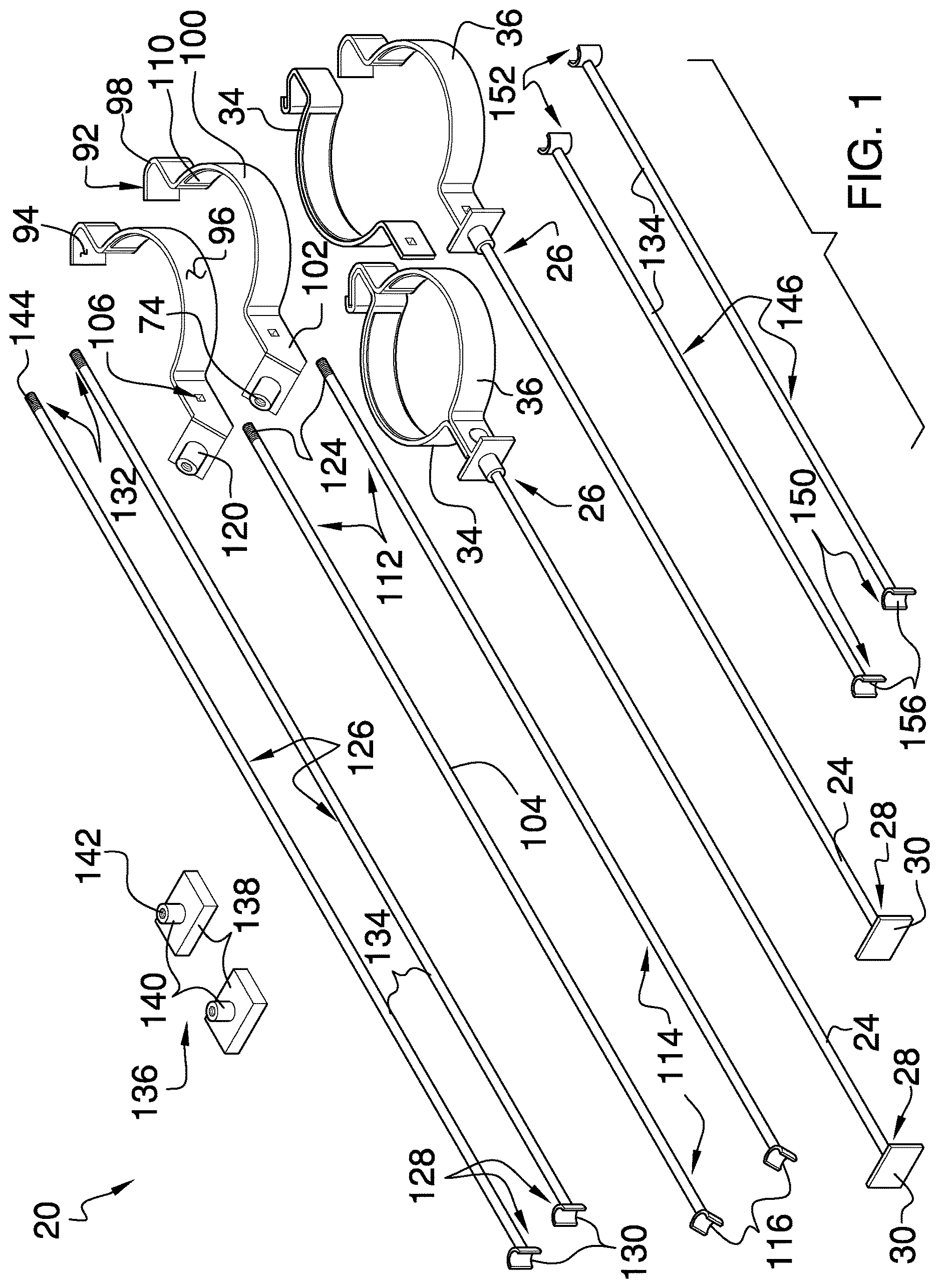 Patent US12618512 Figure 1 – Fence mounted shelving device