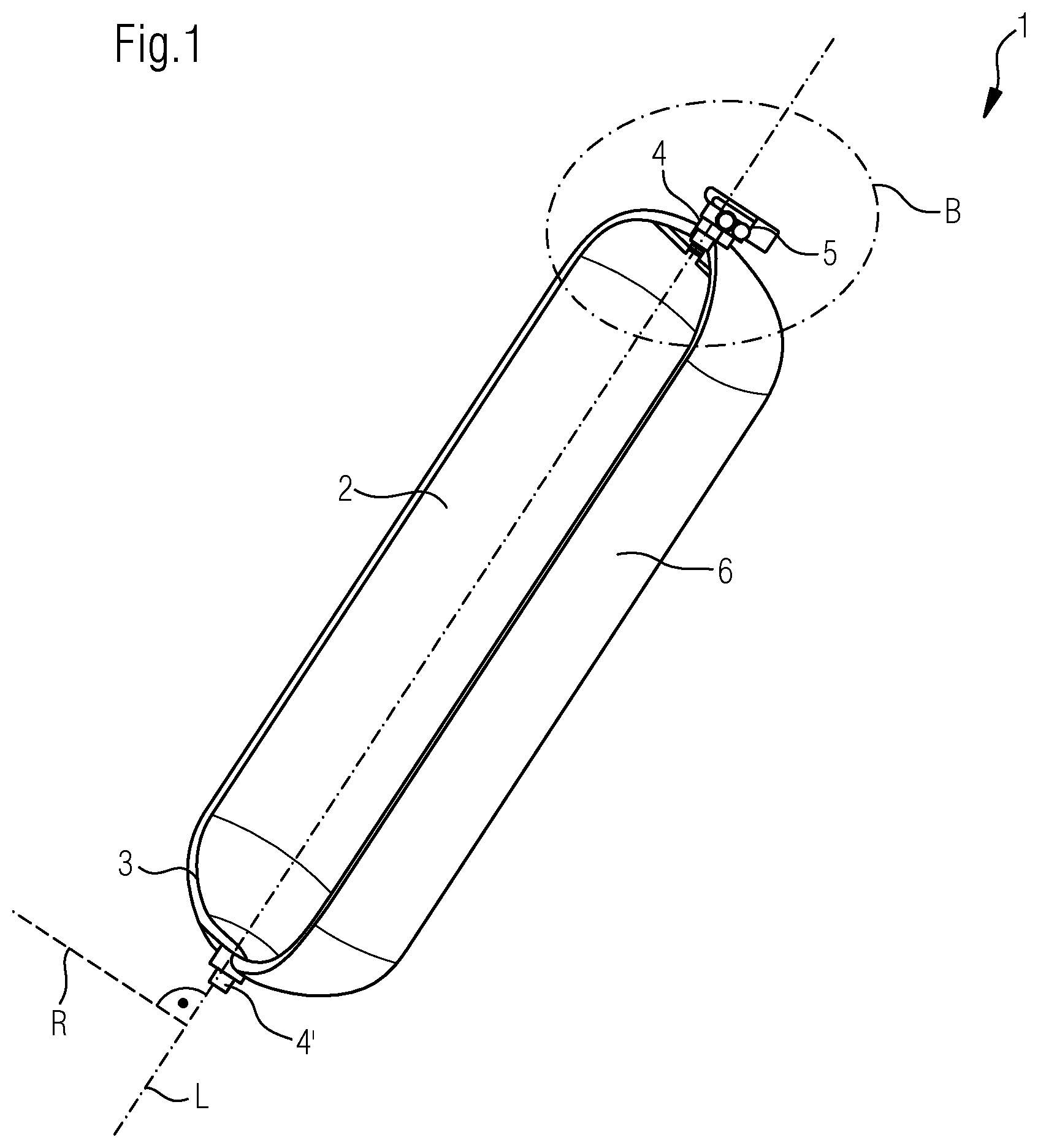Patent US12618525 — Pressure tank for gas-operated vehicle — Figure 1