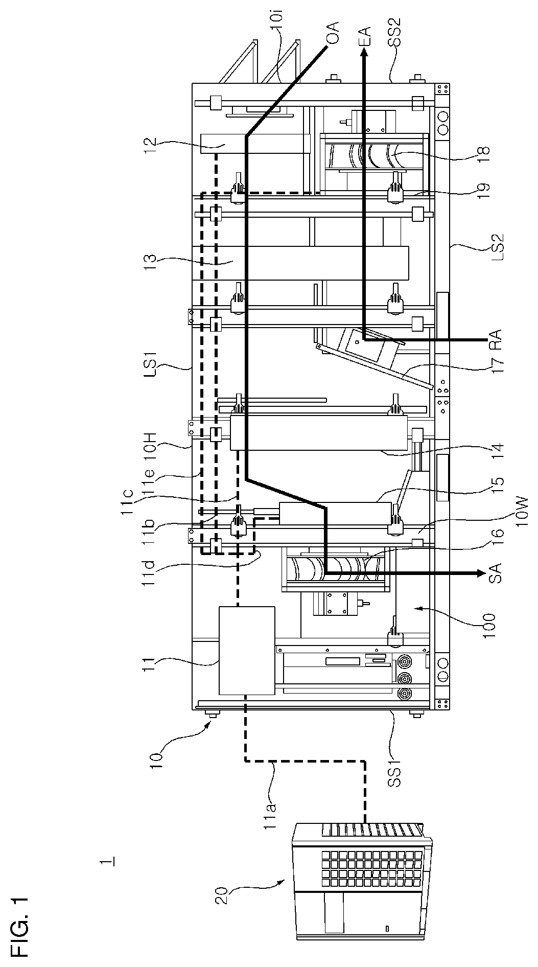 Patent US12618559 Figure 1 – Gas furnace and air conditioner having the same
