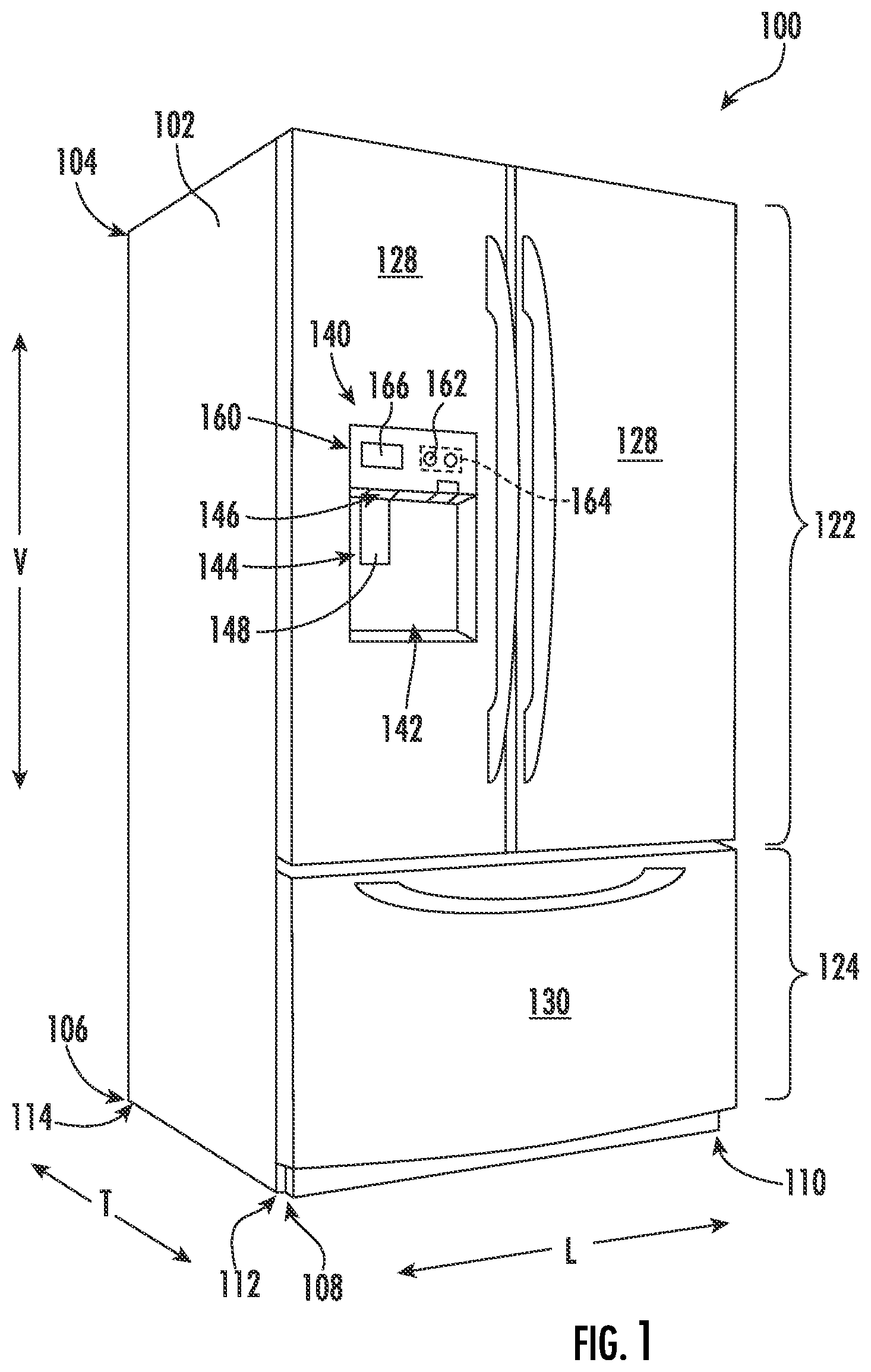 Patent US12618599 Figure 1 – Ice making assembly for a refrigerator appliance