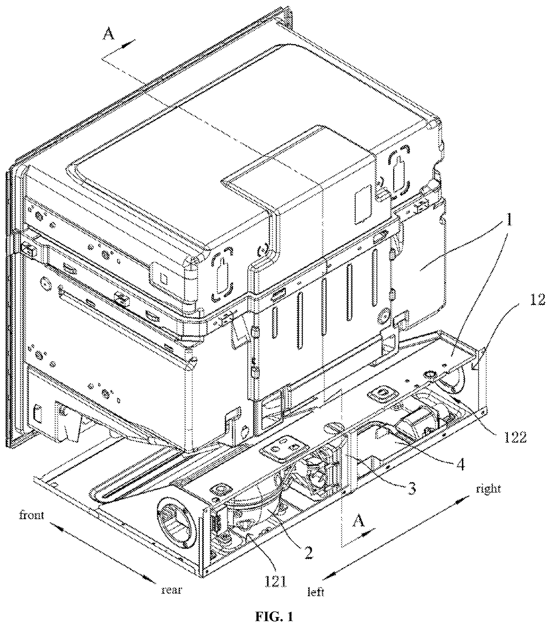 Patent US12618607 — Refrigerator having inclined drain pipe disposed at lower portion of refrigerator — Figure 1