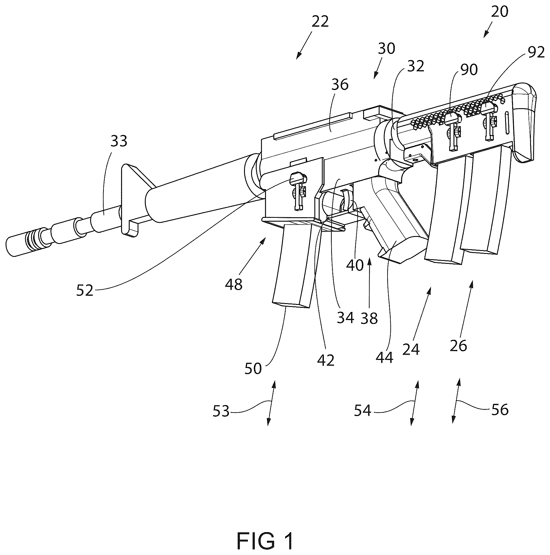 Patent US12618641 — Firearm shoulder stock assembly — Figure 1