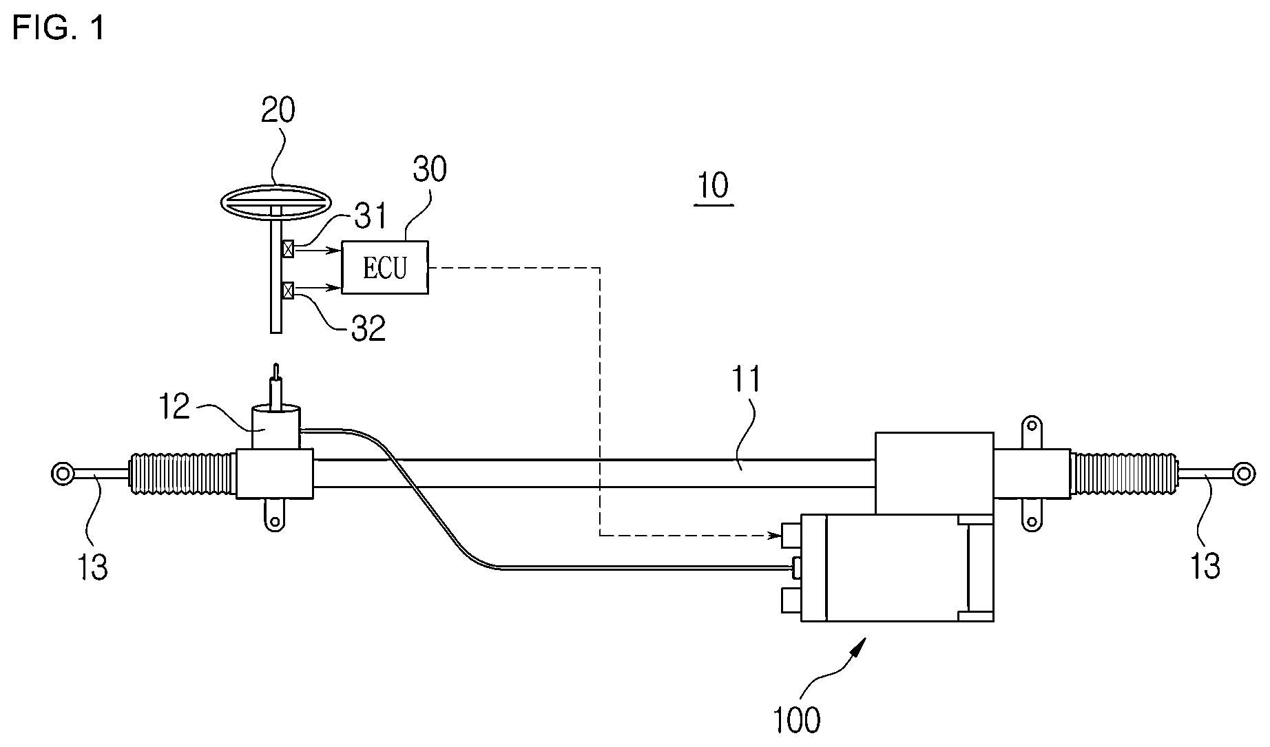 Patent US12618732 — Pinion sensor structure of steering apparatus and method of assembling pinion sensor structure of steering apparatus — Figure 1