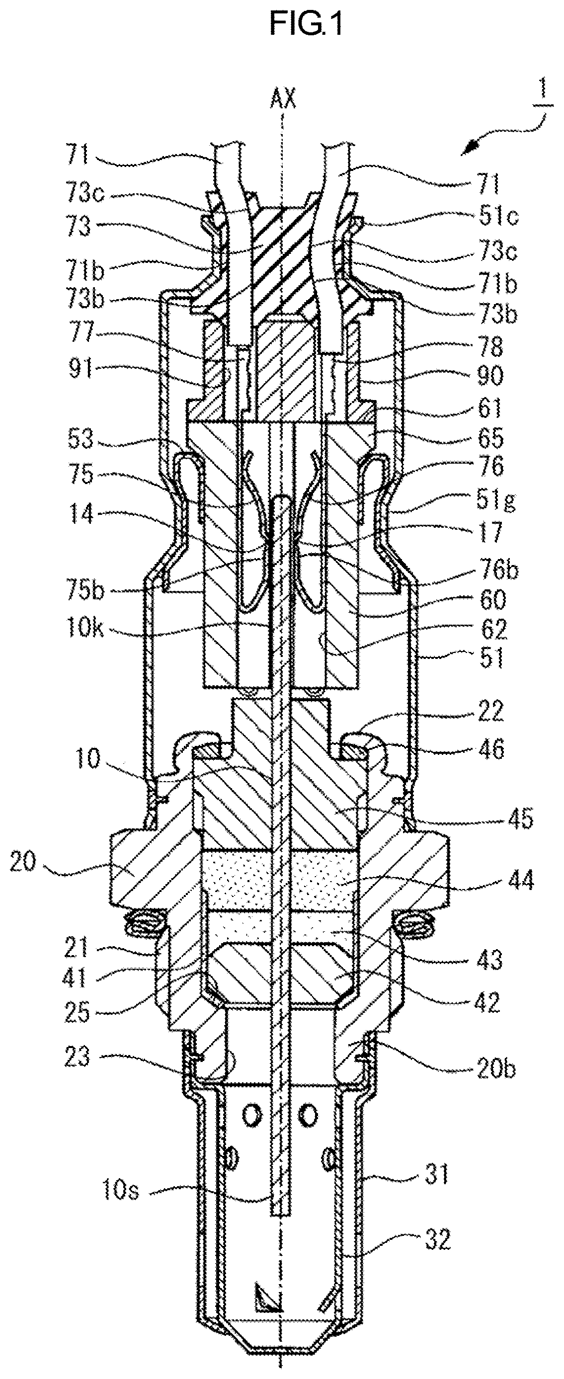 Patent US12618800 Figure 1 – Gas sensor element and gas sensor