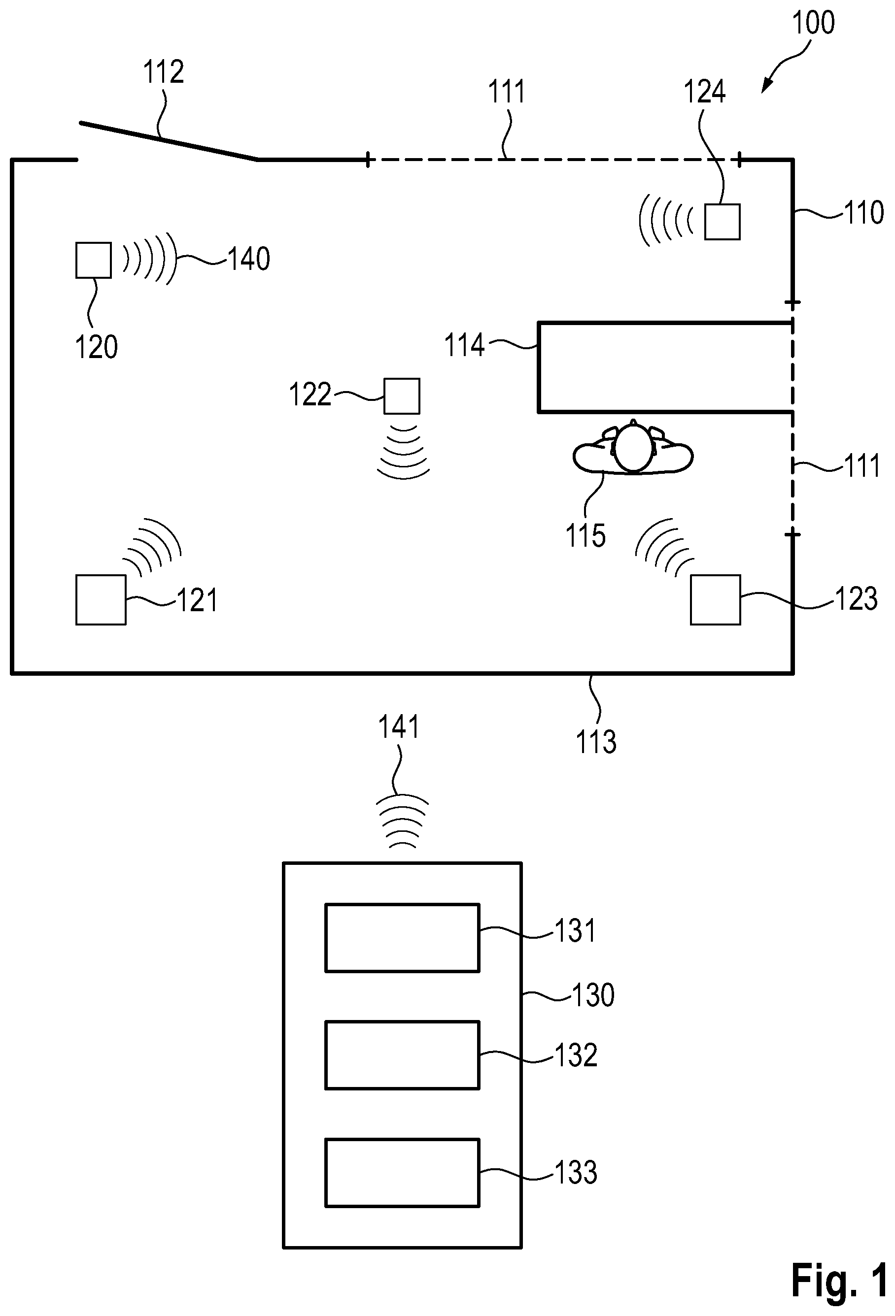 Patent US12618936 — System for controlling a radiofrequency sensing — Figure 1