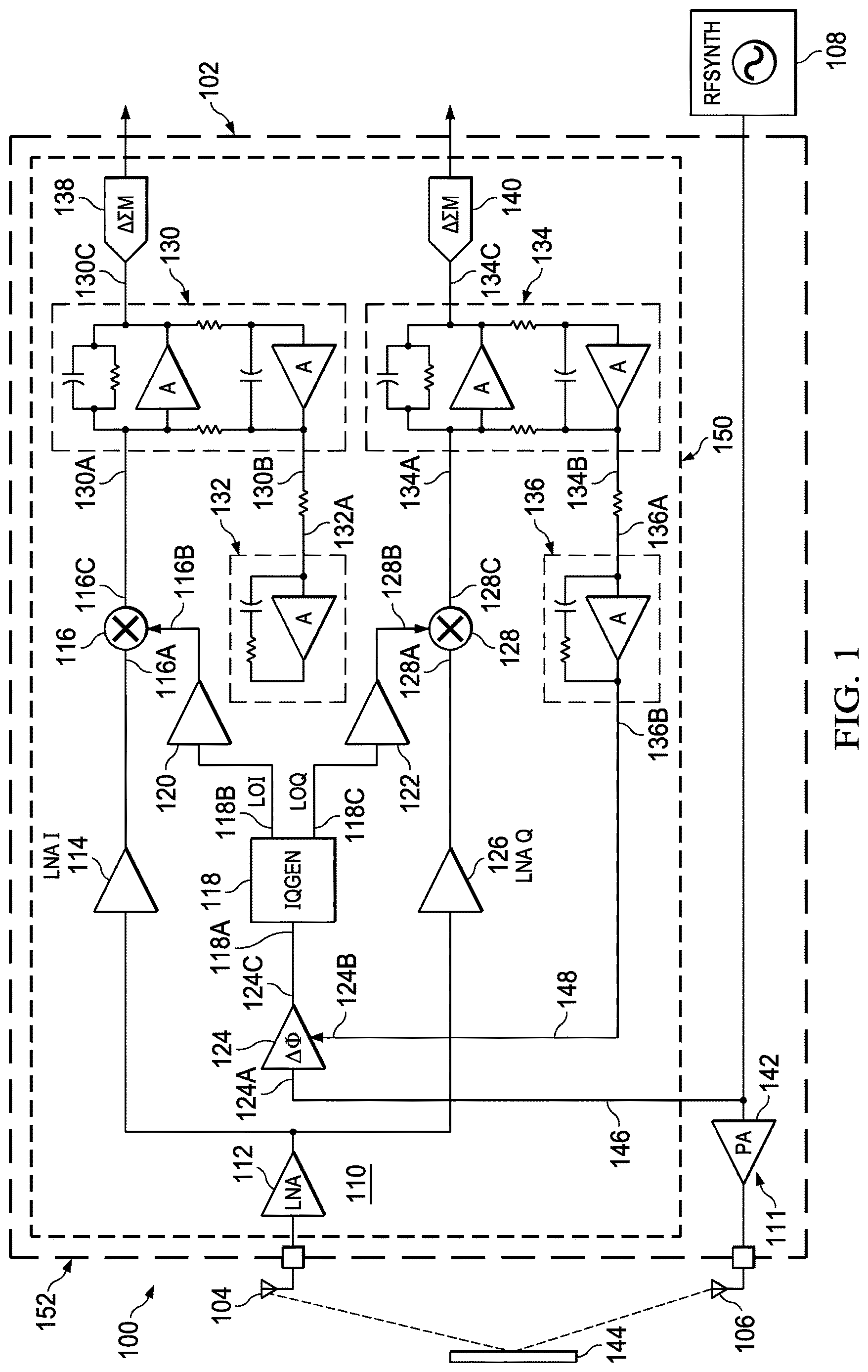 Patent US12618939 Figure 1 – Radar transceiver