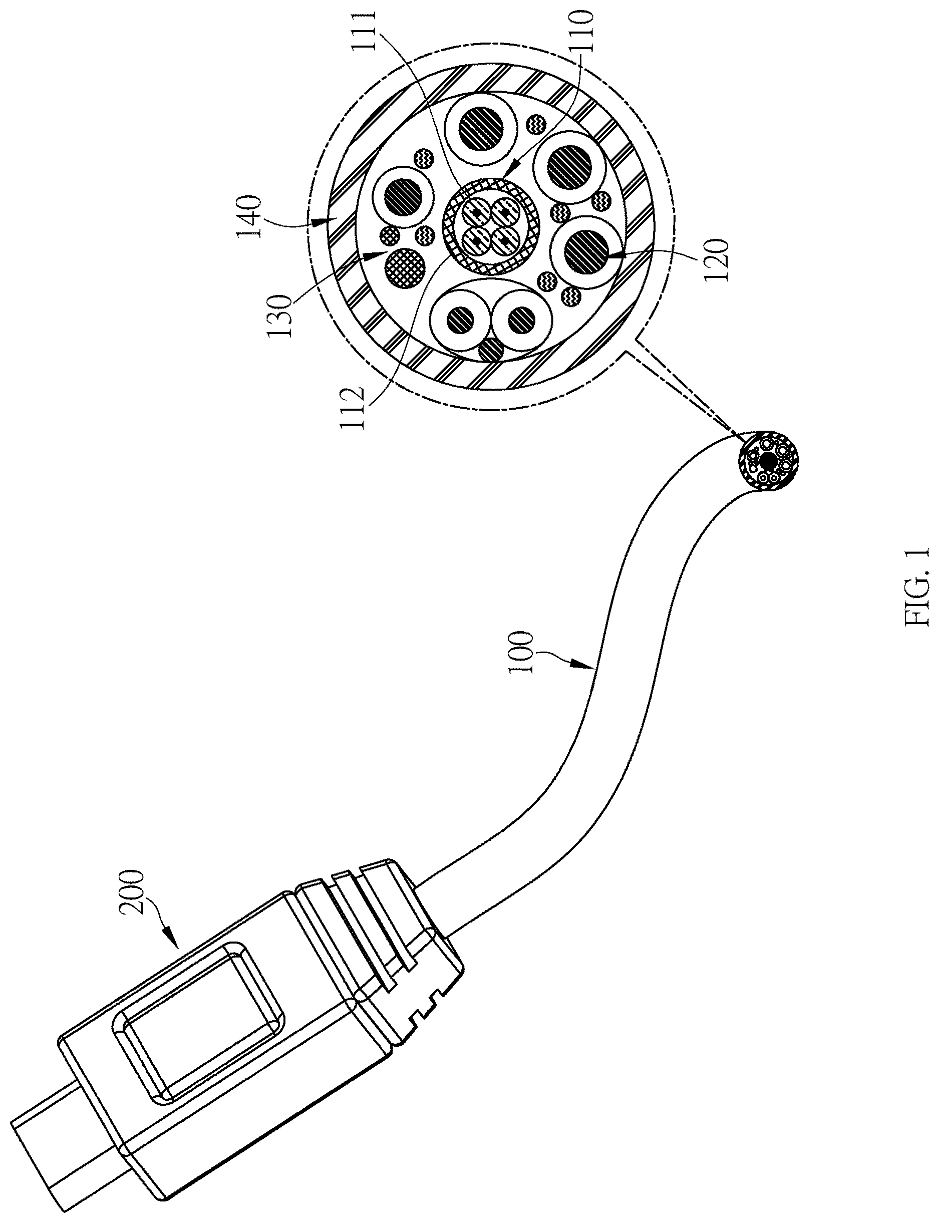 Patent US12619041 — Optoelectronic cable — Figure 1