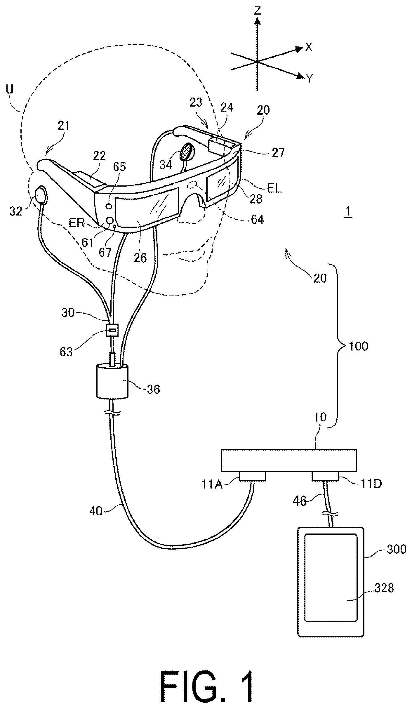 Patent US12619073 — Control device, control method for head-mounted display device, and program — Figure 1