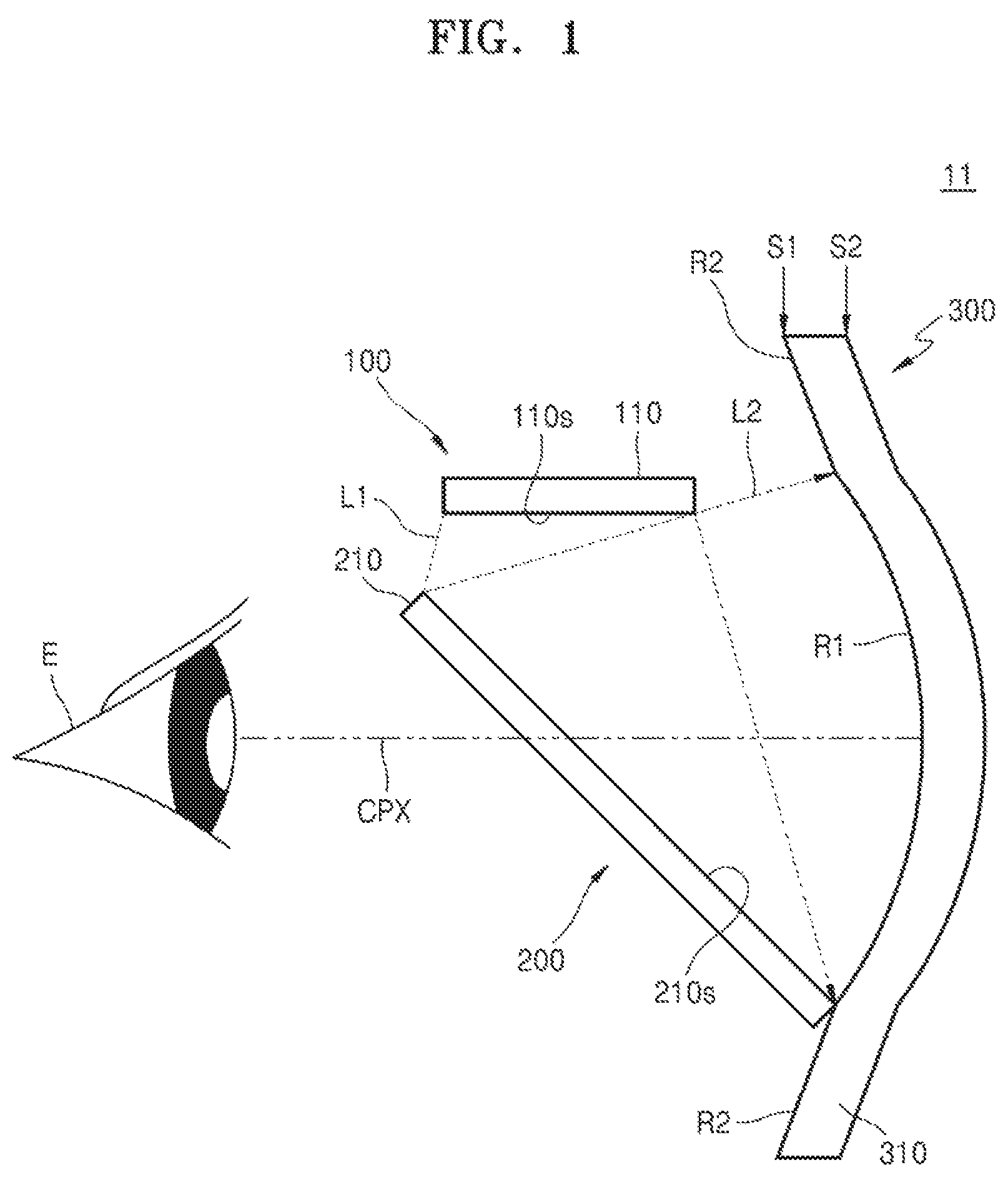 Patent US12619074 Figure 1 – See-through type display device and glasses type augmented reality device including the same