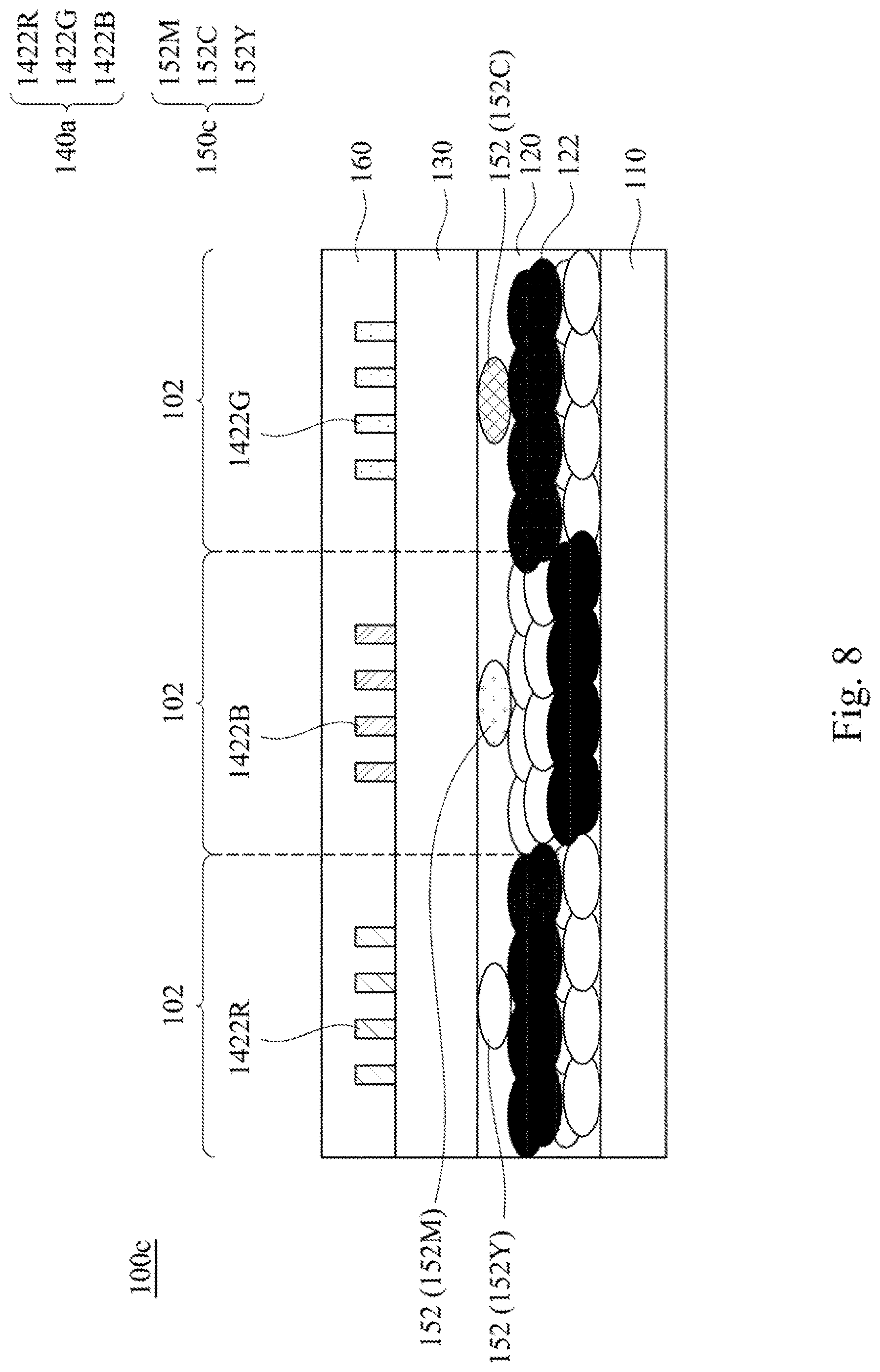 Patent US12619119 Figure 8 – Color electrophoretic display