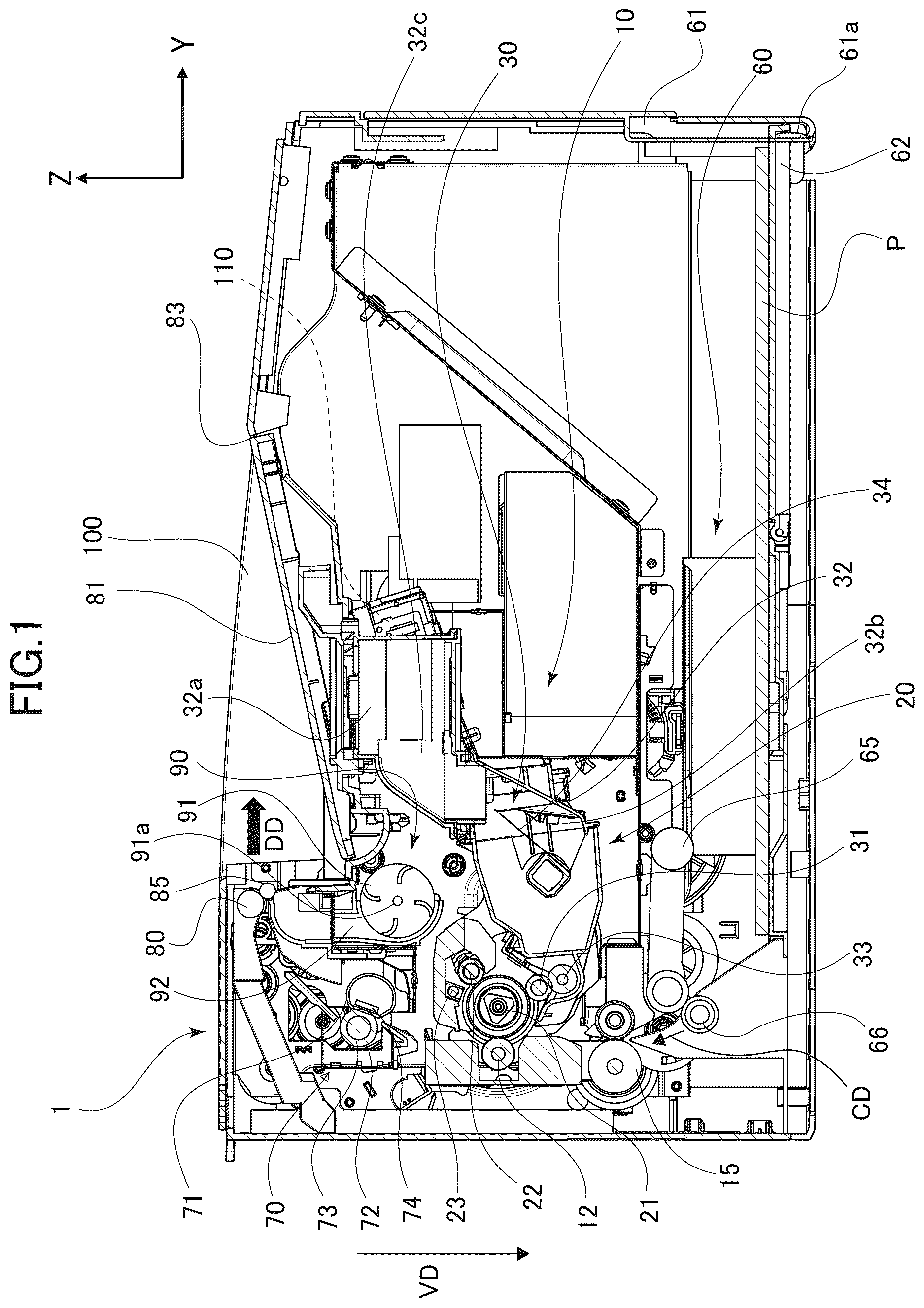 Patent US12619194 — Image forming apparatus having widthwisely extending exhaust fan — Figure 1