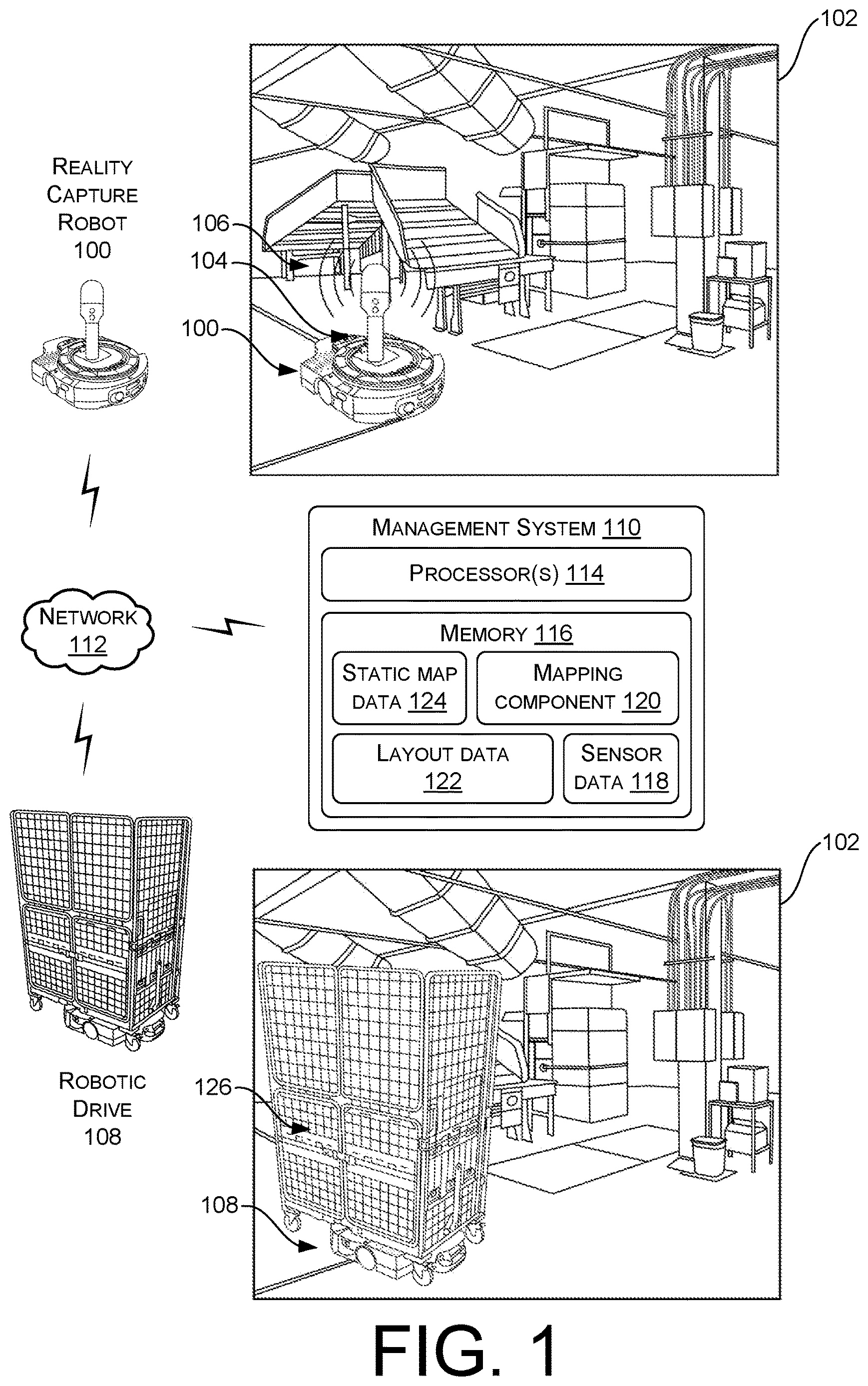 Patent US12619240 — Reality capture robot for generating a map of an environment — Figure 1