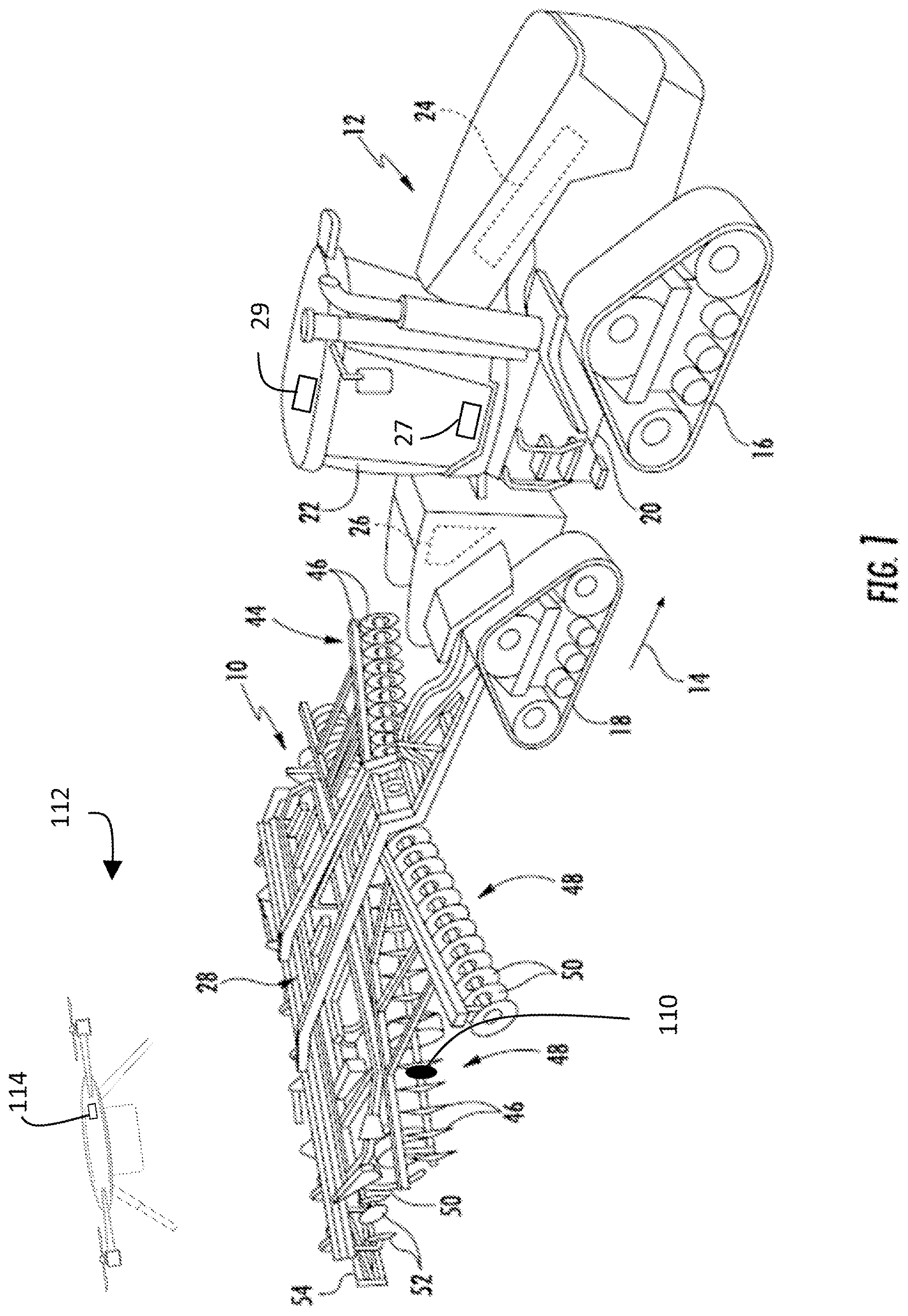 Patent US12619244 Figure 1 – System and method for autonomous surveillance of an agricultural machine