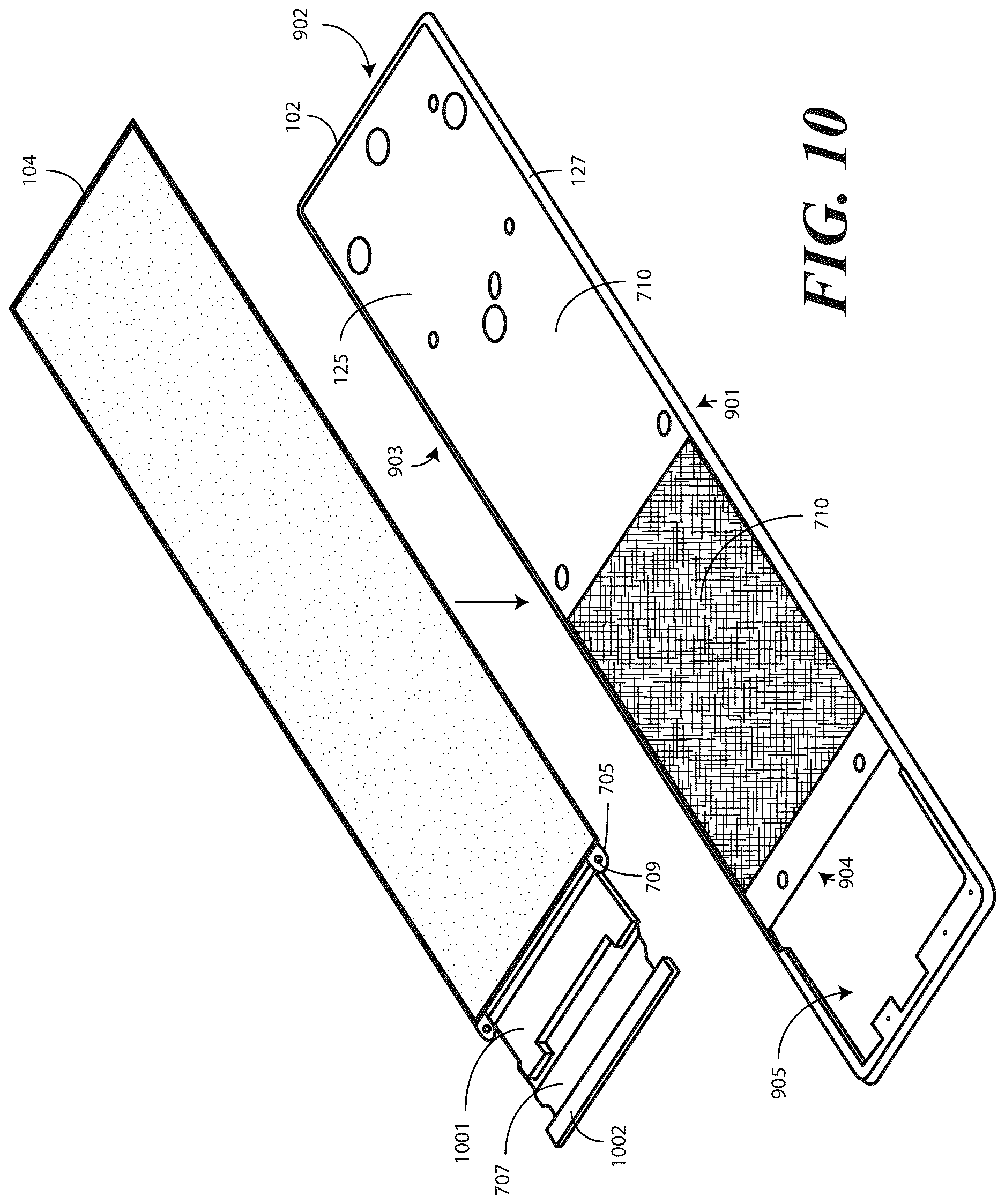 Patent US12619283 Figure 8 – Electronic devices with translating flexible display and corresponding methods