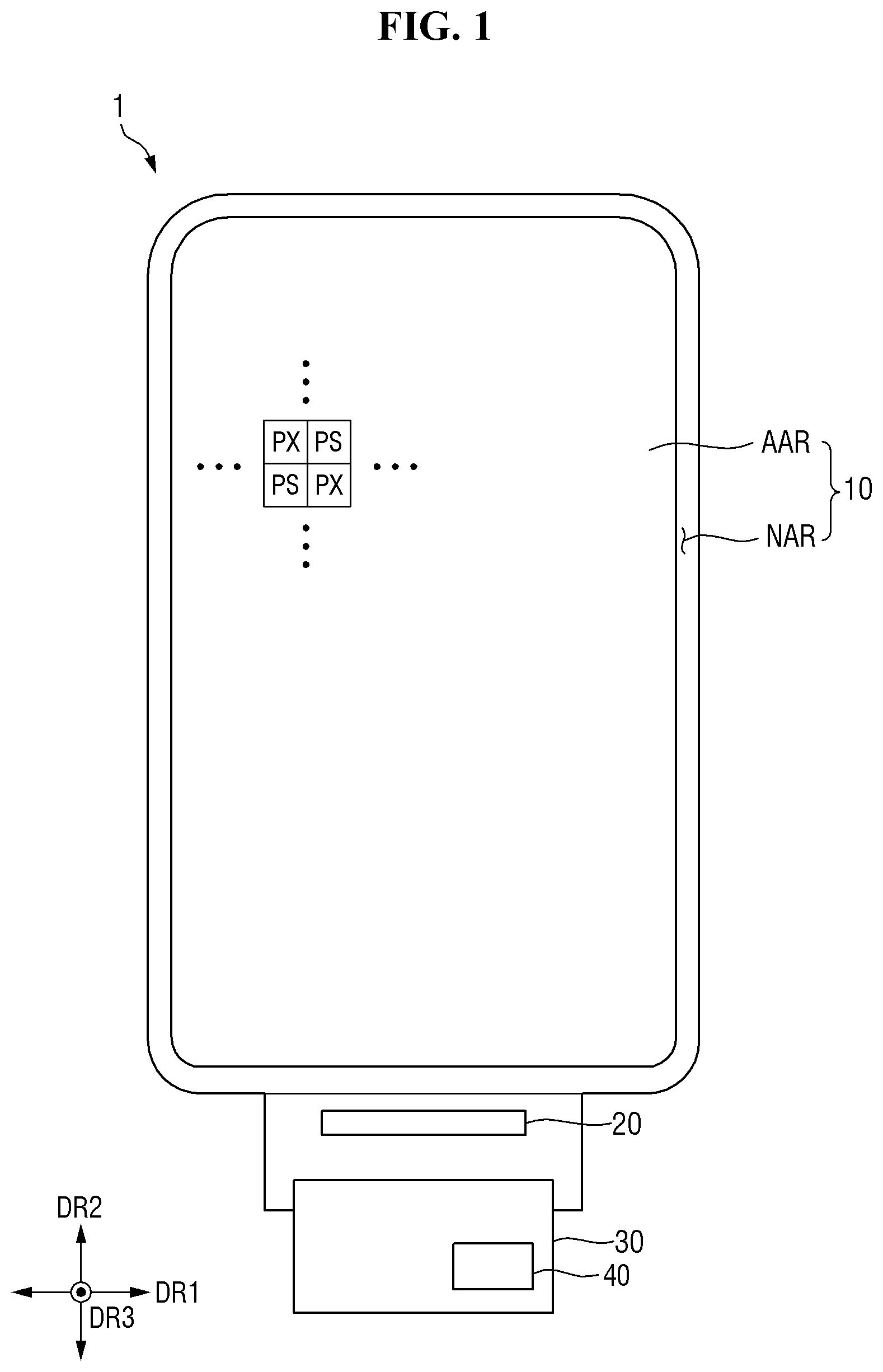 Patent US12619325 Figure 1 – Display device including a touch electrode