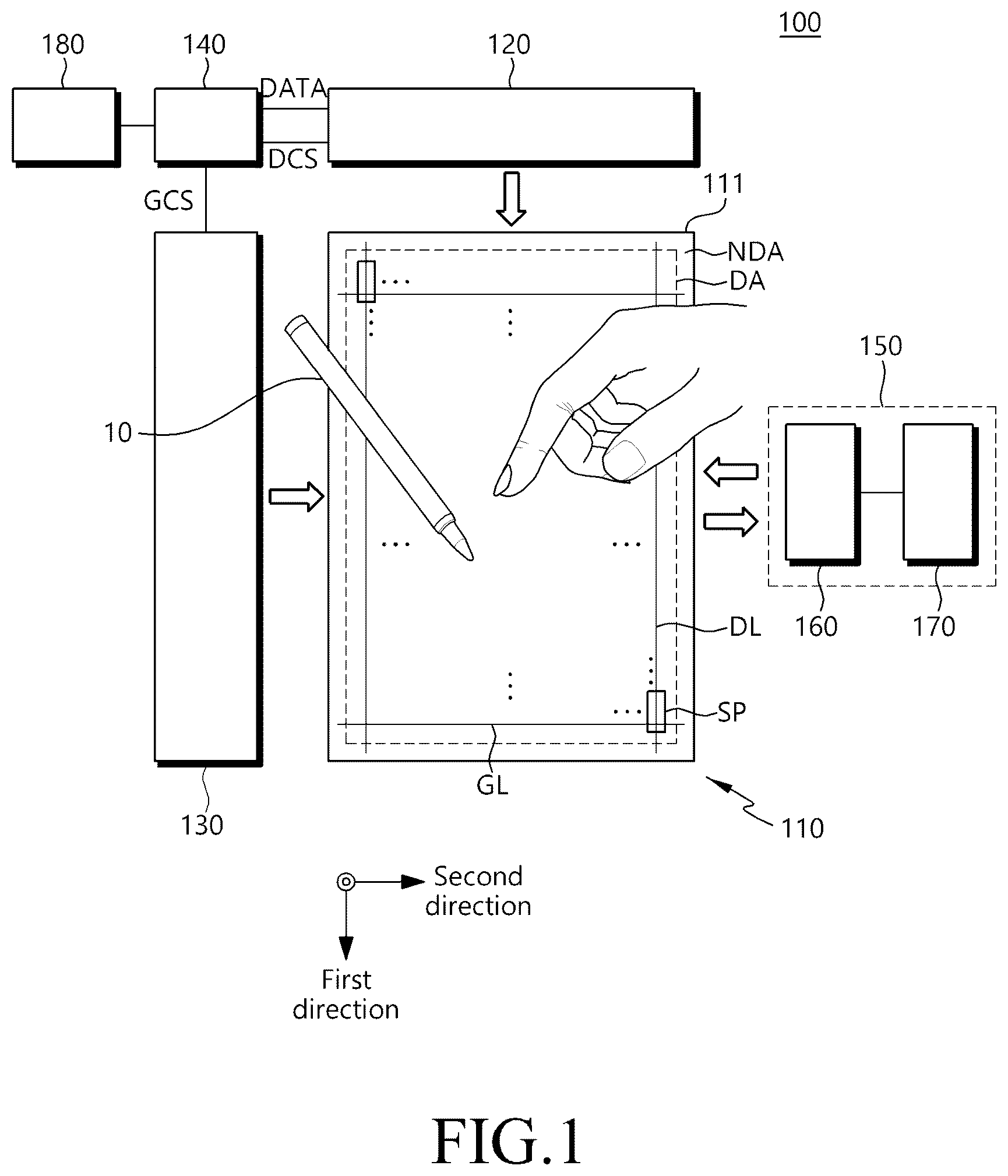 Patent US12619332 — Touch sensor and touch display device with coil shape electrodes — Figure 1