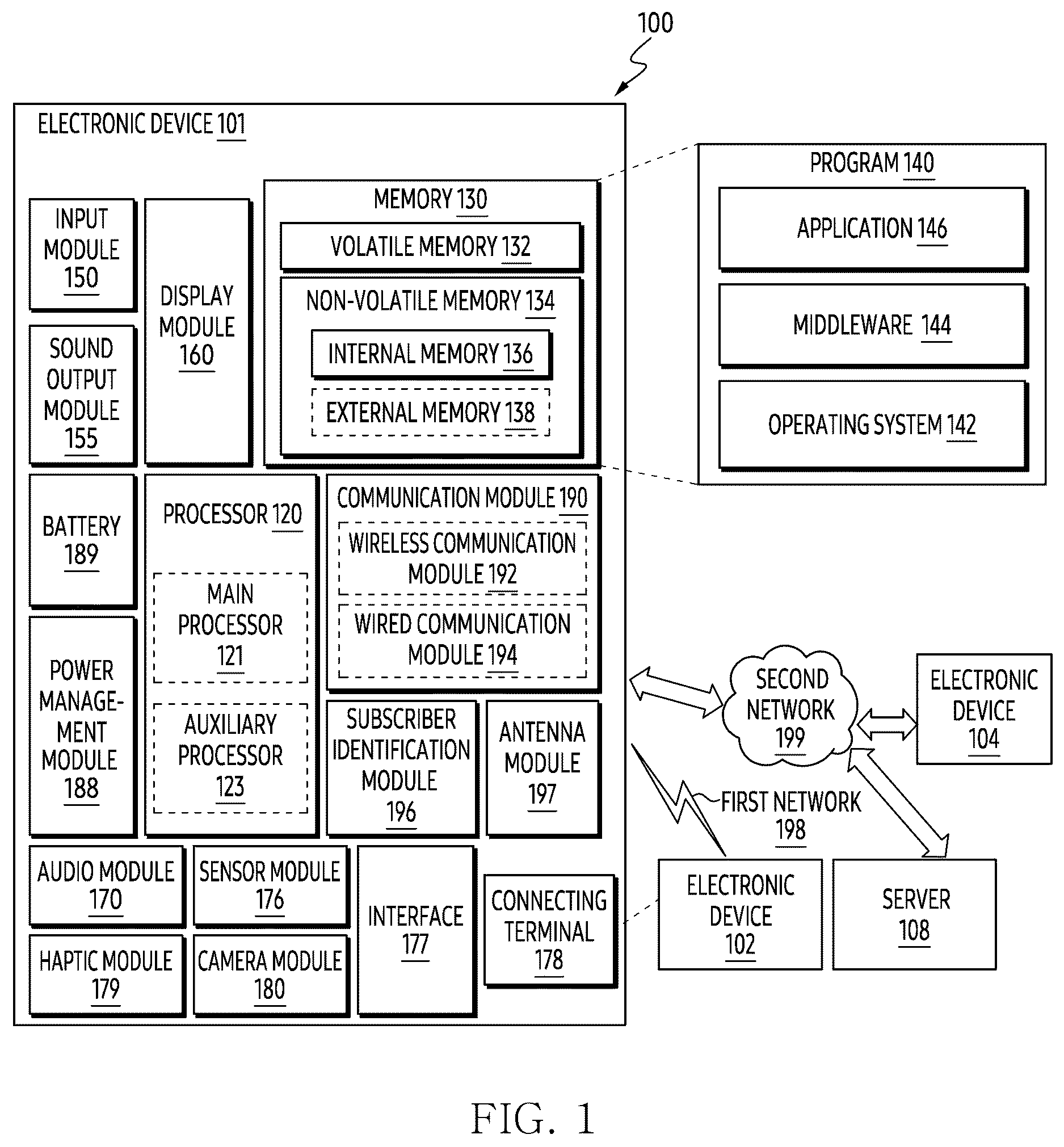 Patent US12619334 — Electronic device and method for executing designated function according to contact of external object — Figure 1