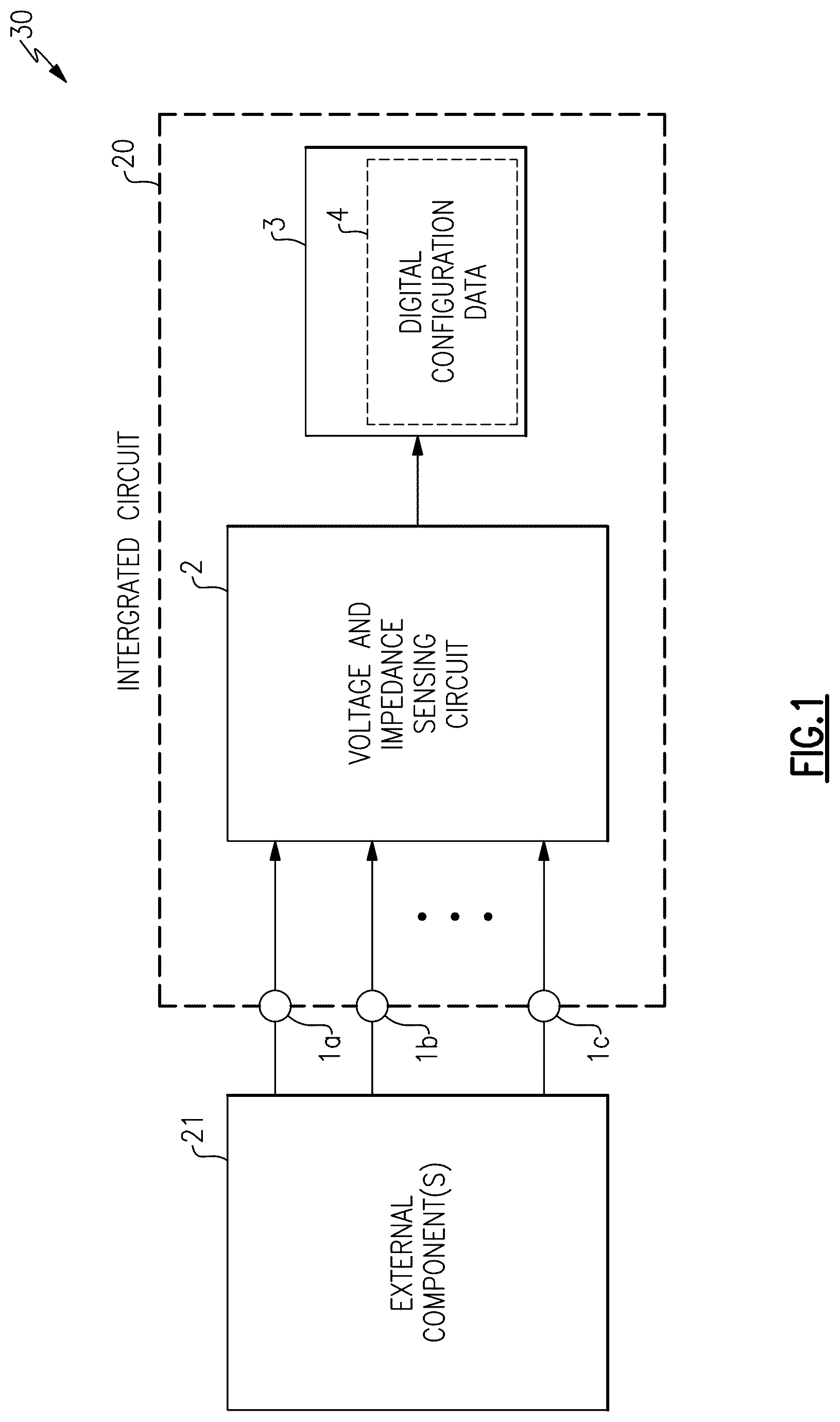 Patent US12619808 Figure 1 – Apparatus and methods for programming multiple parameters per pin of an integrated circuit