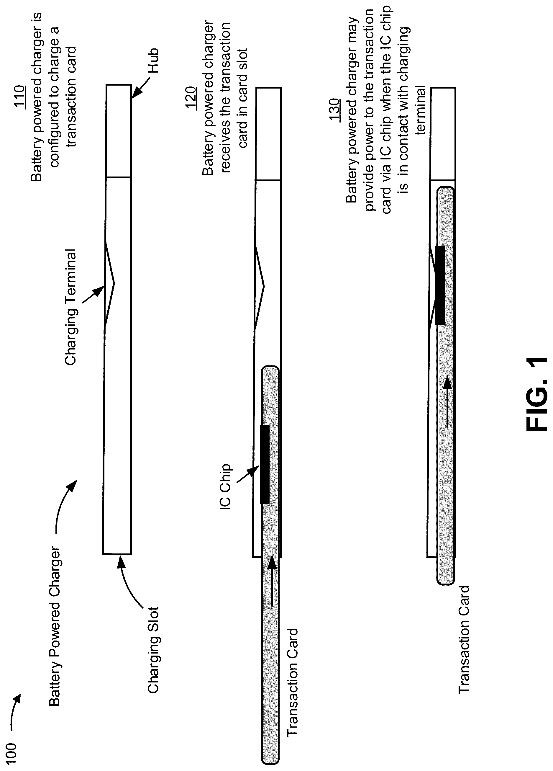 Patent US12619849 — Battery charger for a transaction card — Figure 1