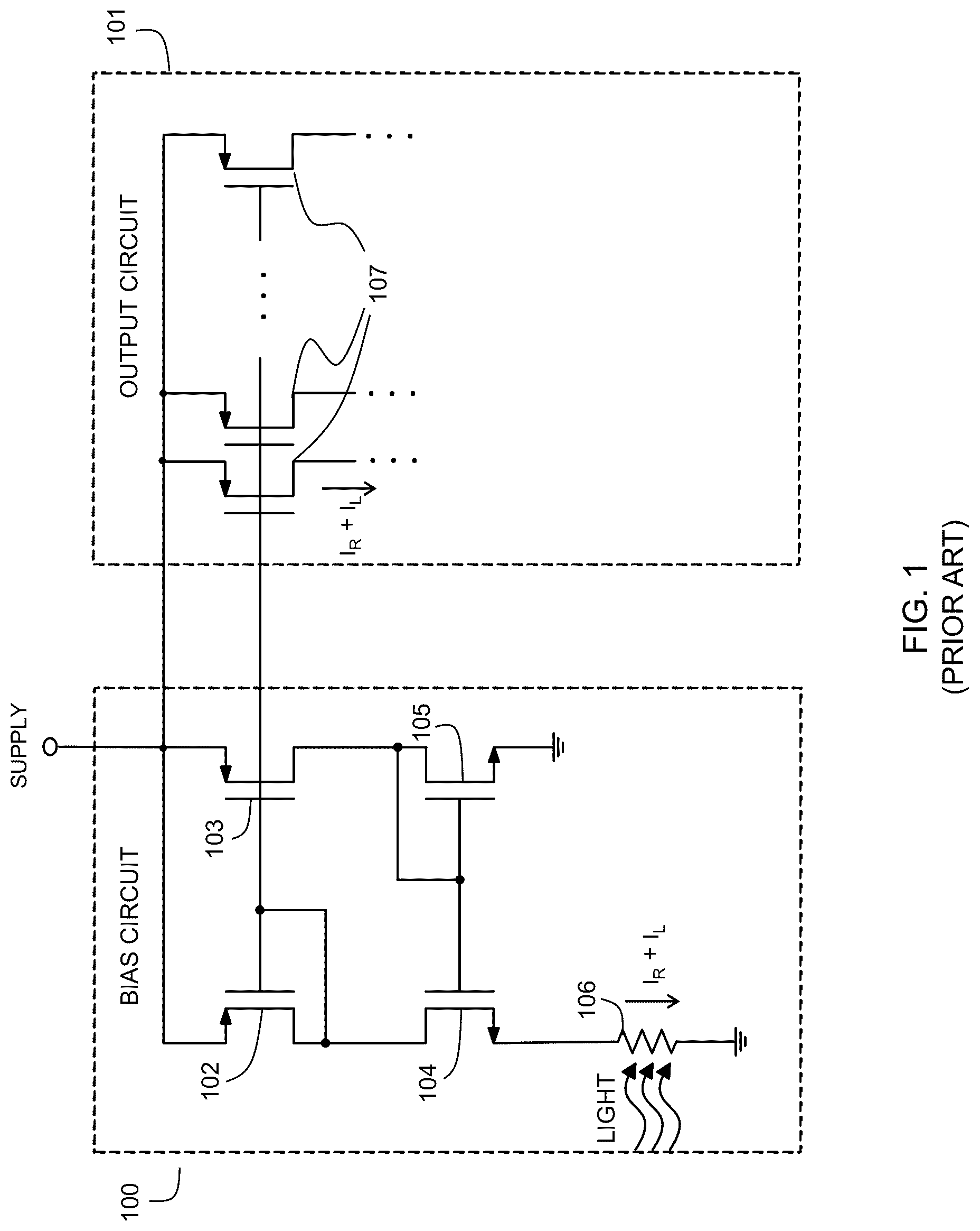 Patent US12619850 Figure 1 – Compensation for light-induced current in an integrated circuit