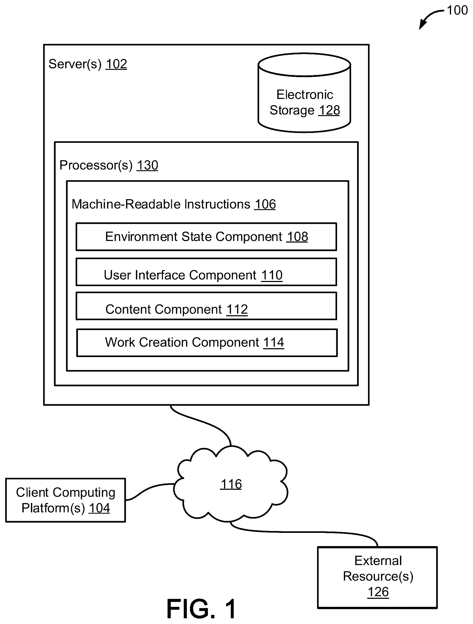 Patent US12619954 — Systems and methods to generate records within a collaboration environment based on a machine learning model trained from a text corpus — Figure 1