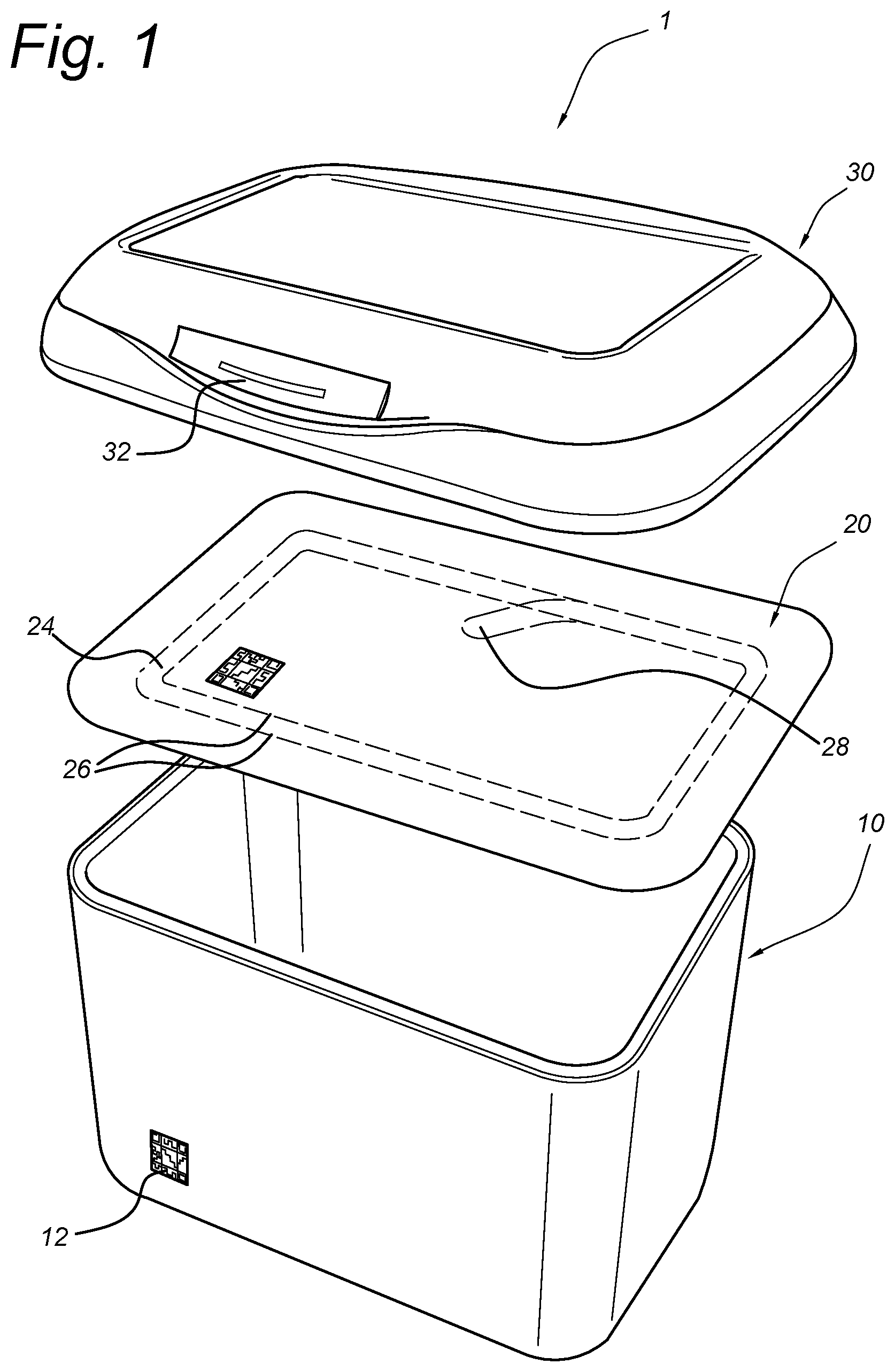 Patent US12619996 Figure 1 – Anti-counterfeit container