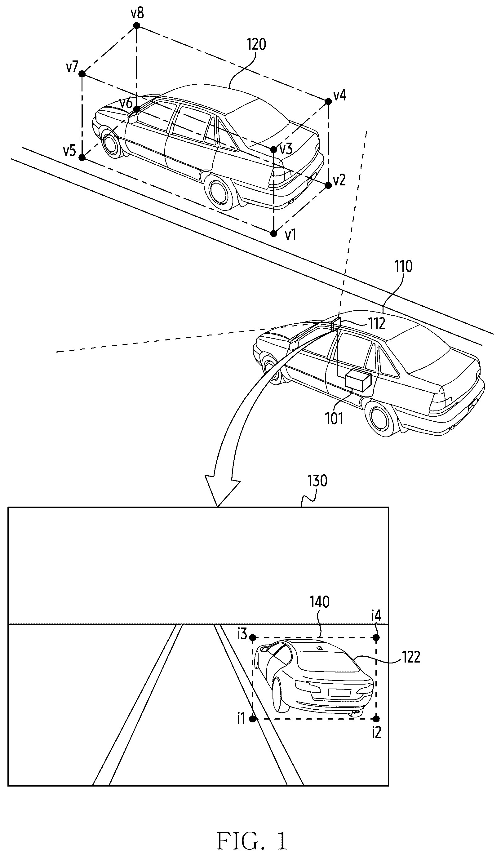 Patent US12620125 — Electronic device for identifying position of external object associated with image by using information of camera and method thereof — Figure 1