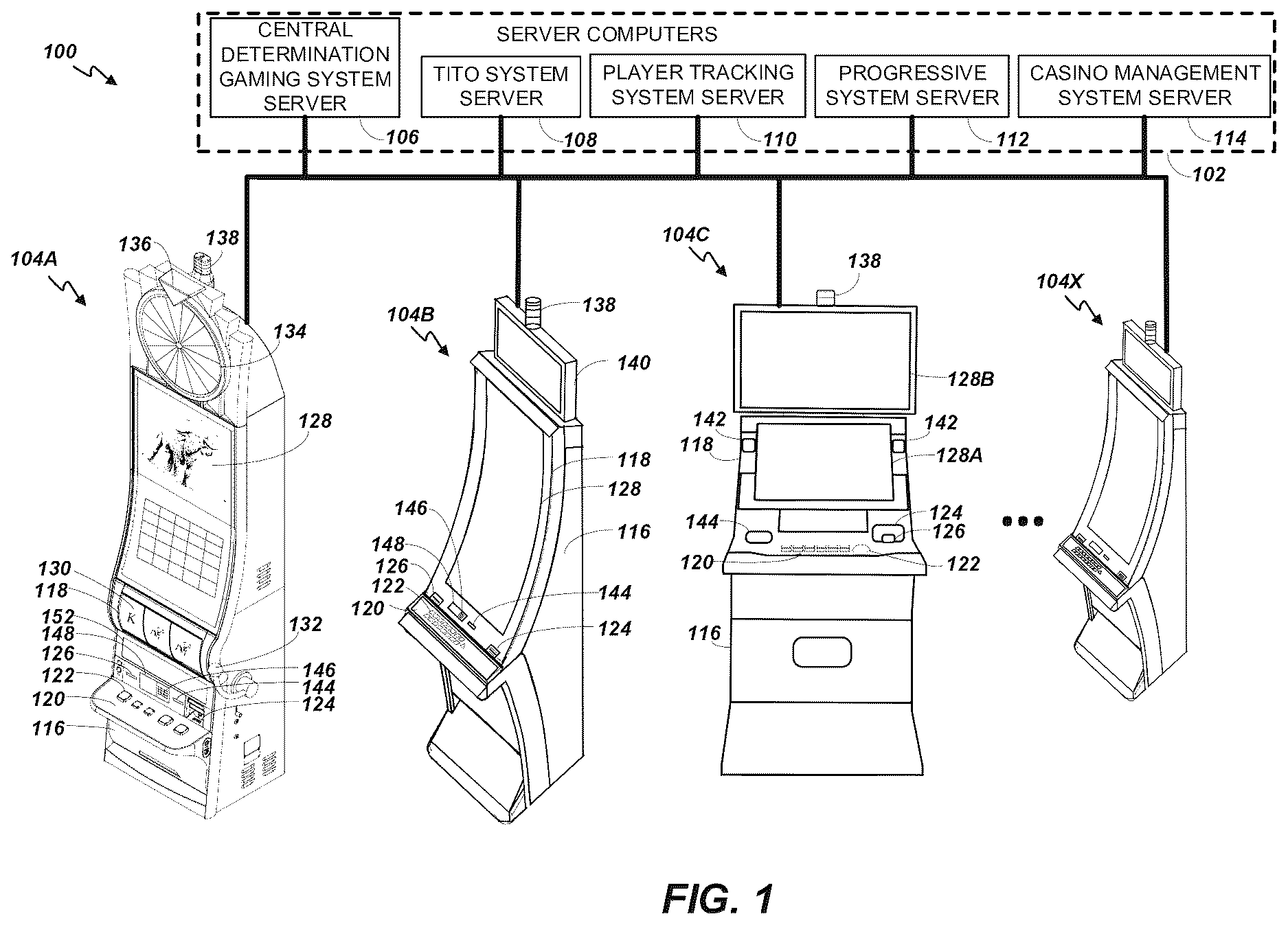 Patent US12620290 Figure 1 – GUI with a bonus symbol window to use credit value for initiating a jackpot chance game and a feature game with hold-and-spin functionality