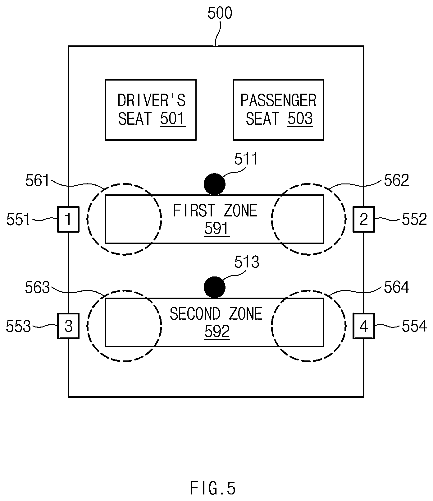 Patent US12620295 Figure 5 – Rear seat passenger notification device and a method therefor