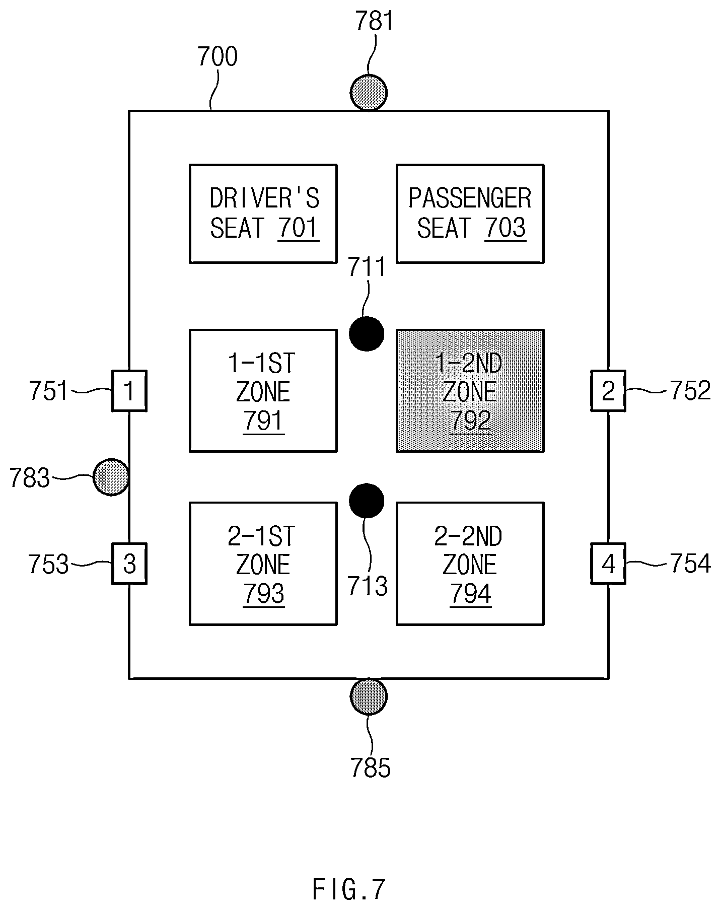 Patent US12620295 Figure 7 – Rear seat passenger notification device and a method therefor
