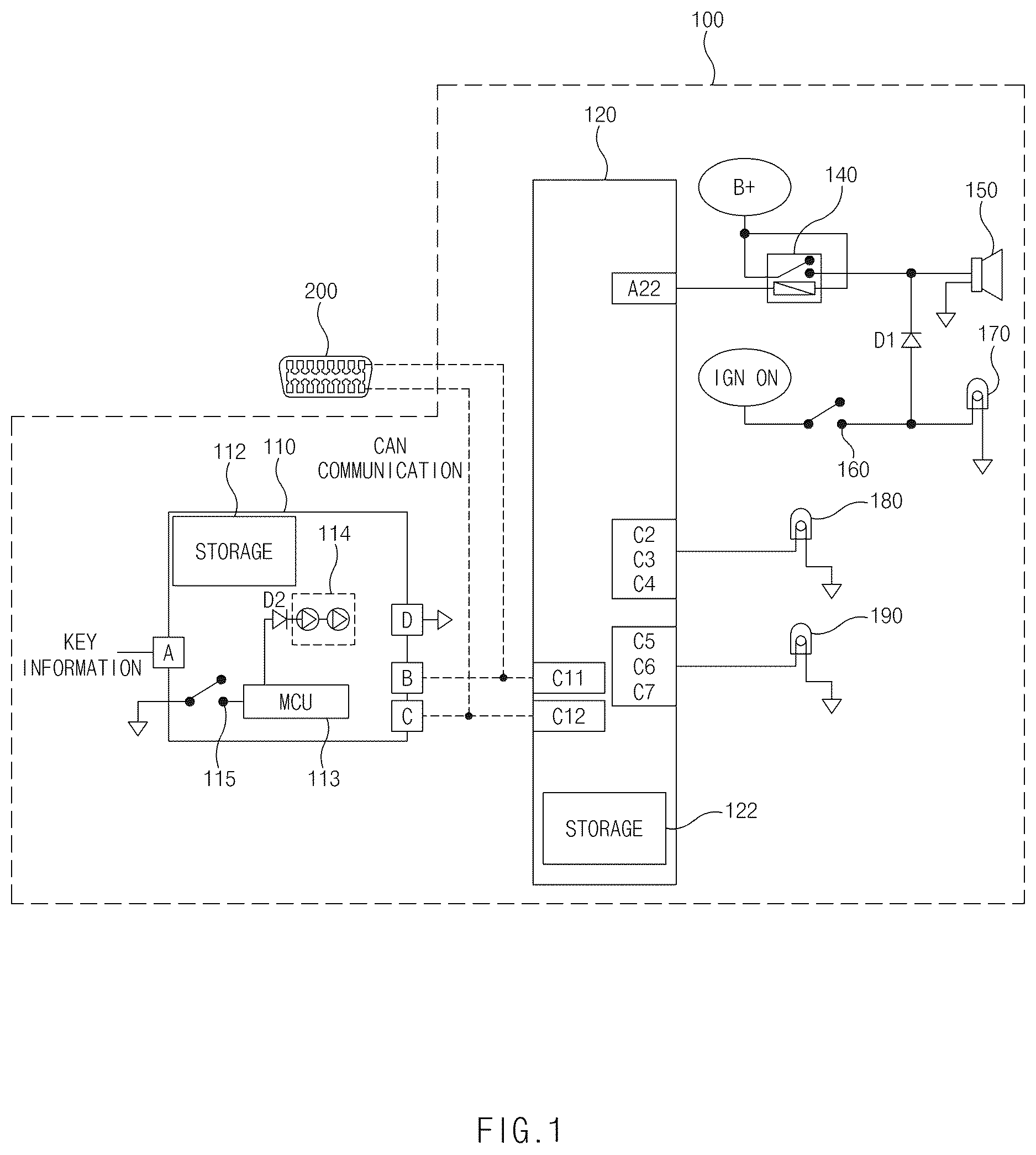 Patent US12620301 — Apparatus for checking a child in vehicle and a method thereof — Figure 1