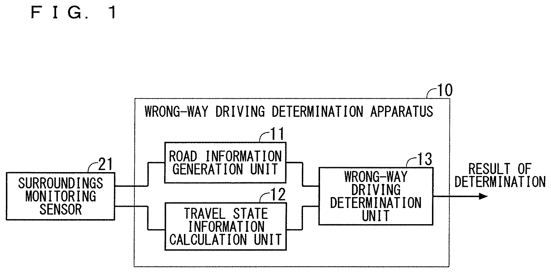 Patent US12620314 — Wrong-way driving determination apparatus and wrong-way driving determination method — Figure 1