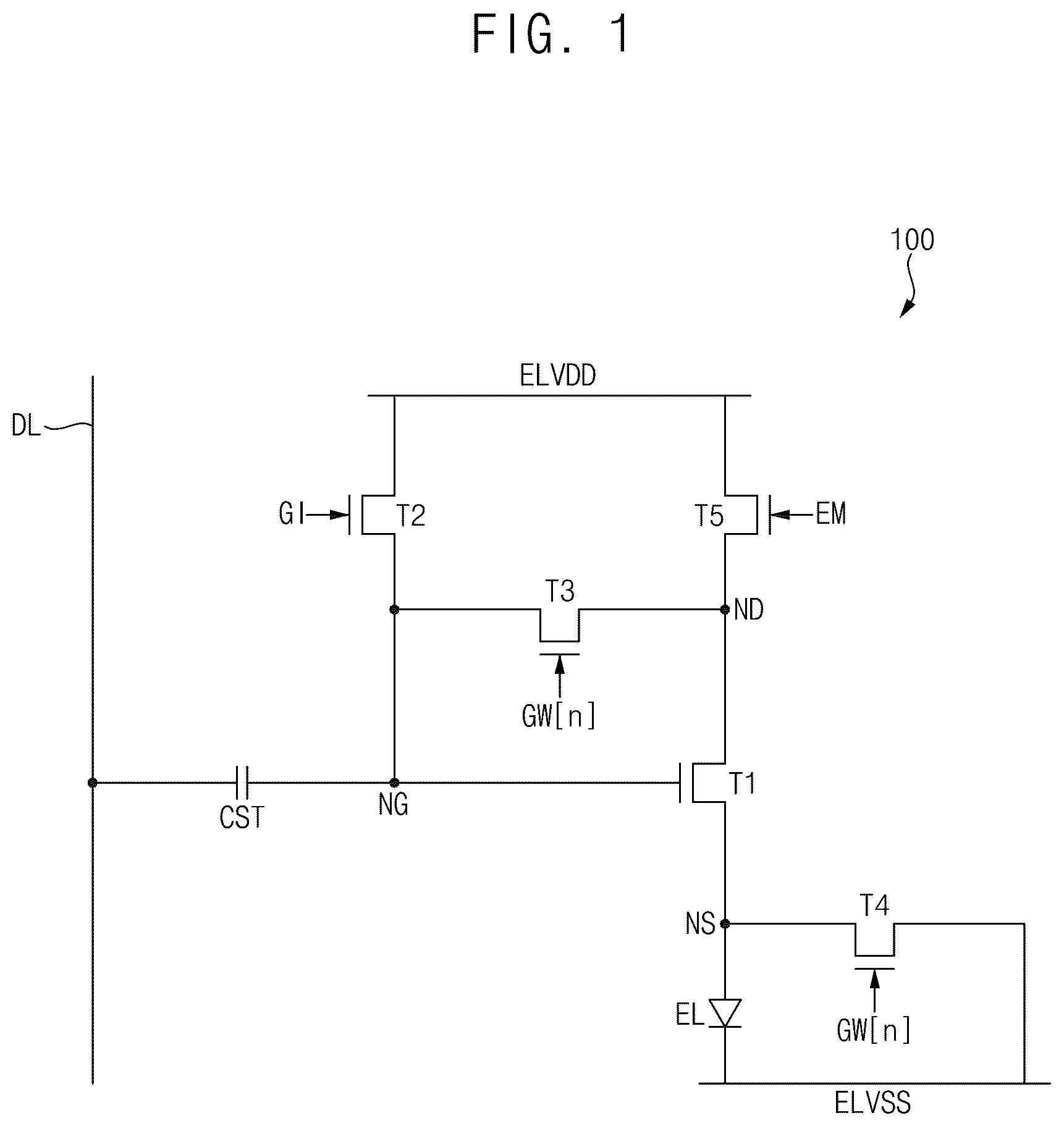 Patent US12620358 Figure 1 – Pixel of a display device and display device