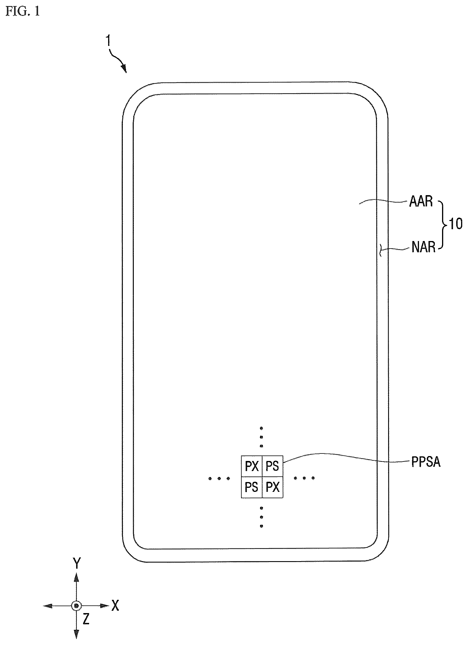 Patent US12620360 — Display device including integrated optical sensors and sensing control circuitry — Figure 1