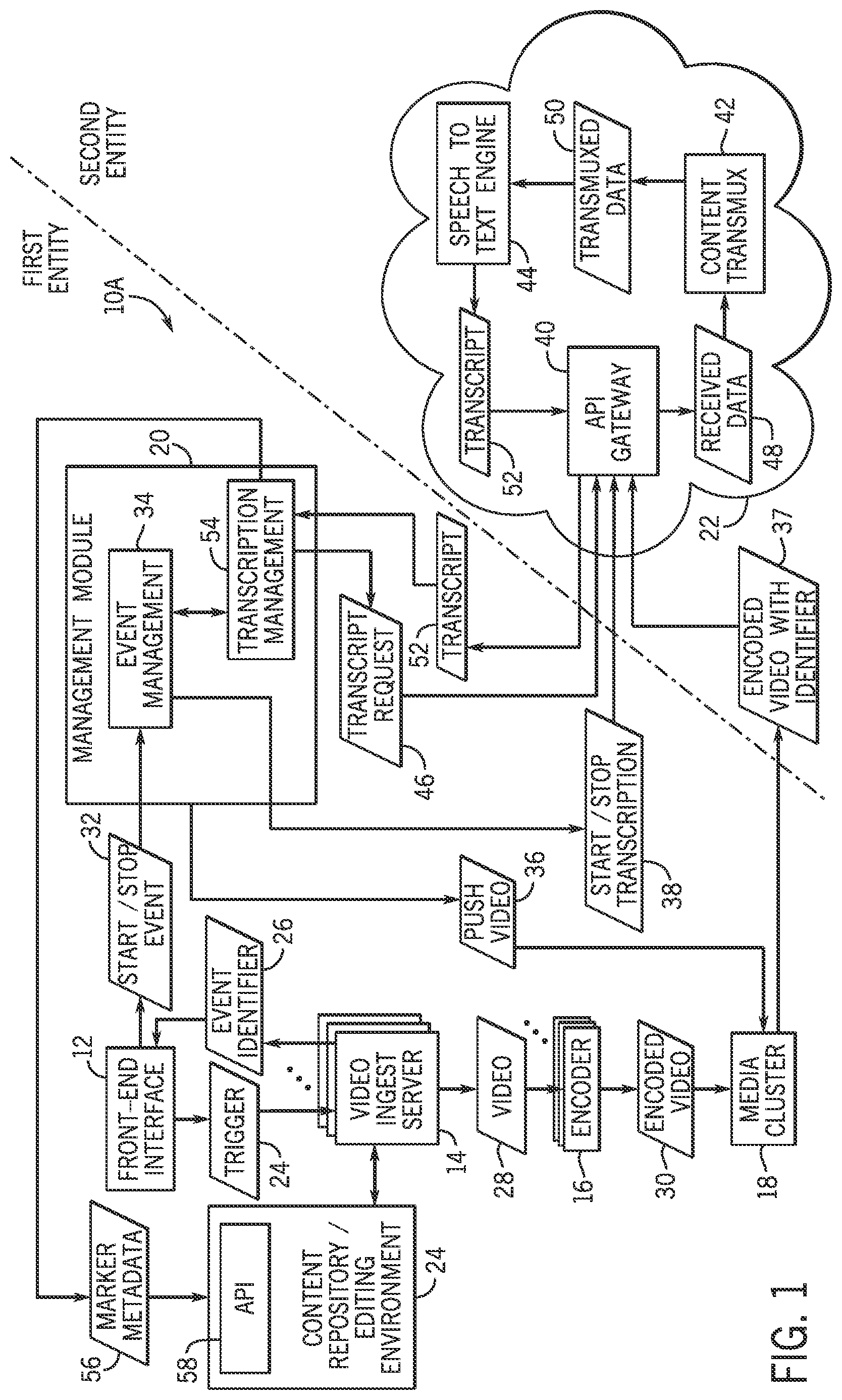 Patent US12620397 — Systems and methods for performing live transcription — Figure 1